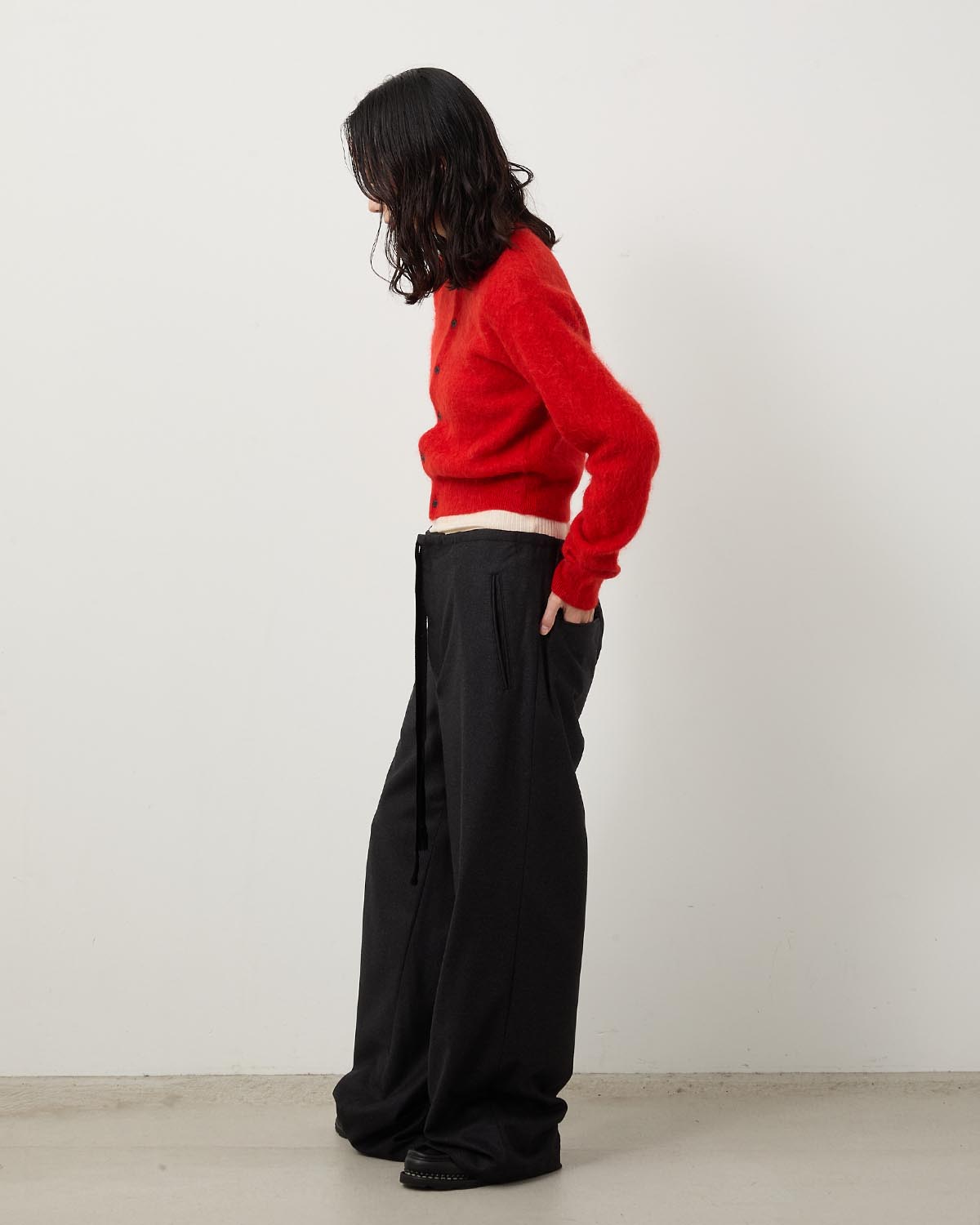 WOOL FULLING FLANNEL DRAWSTRING PANTS