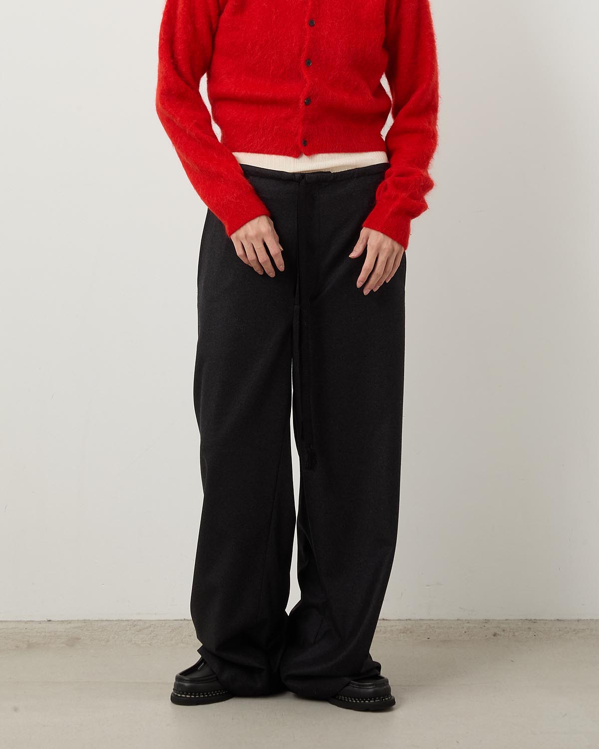 WOOL FULLING FLANNEL DRAWSTRING PANTS
