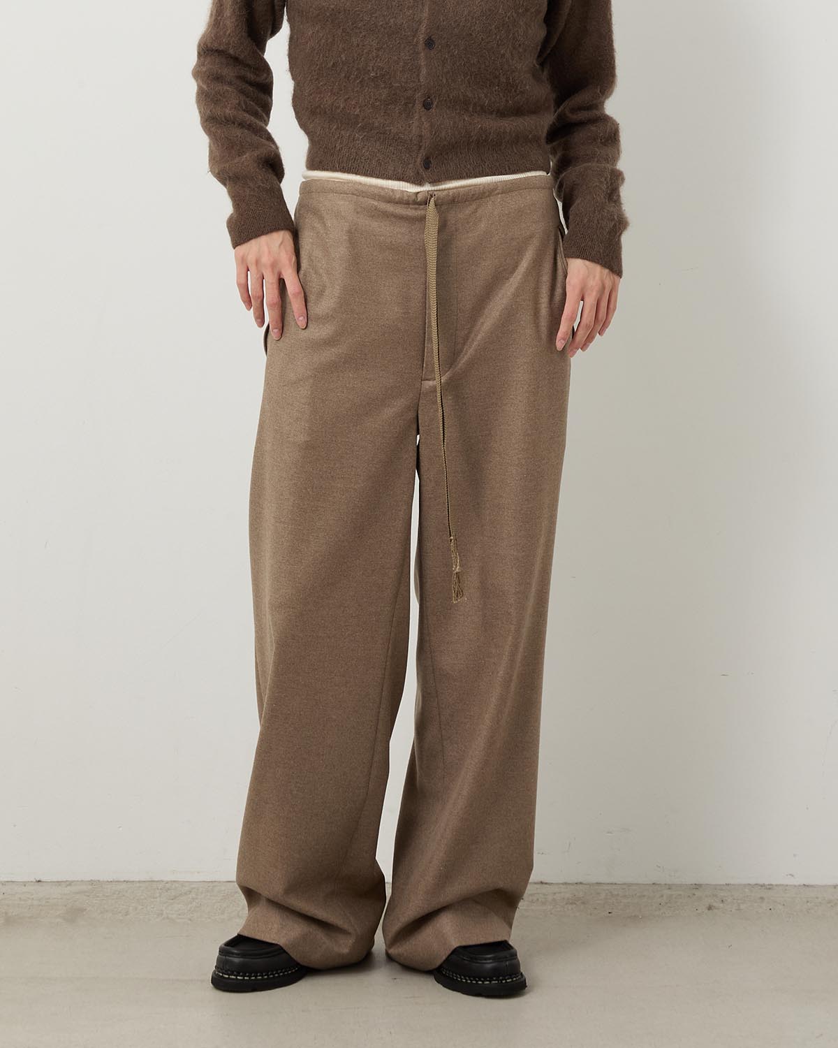 WOOL FULLING FLANNEL DRAWSTRING PANTS
