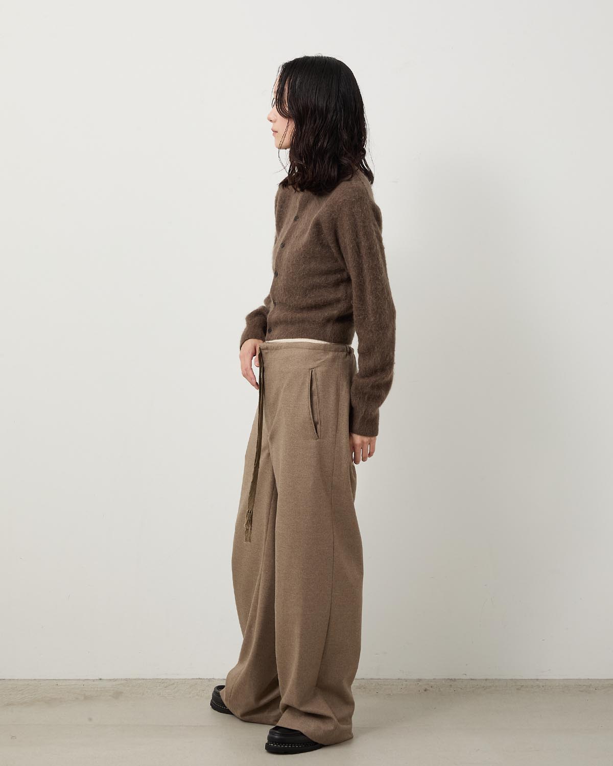 WOOL FULLING FLANNEL DRAWSTRING PANTS