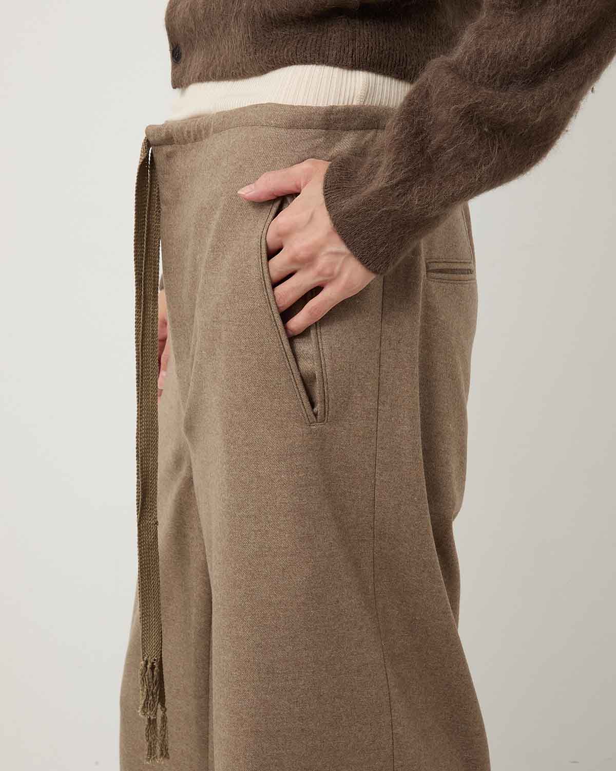 WOOL FULLING FLANNEL DRAWSTRING PANTS
