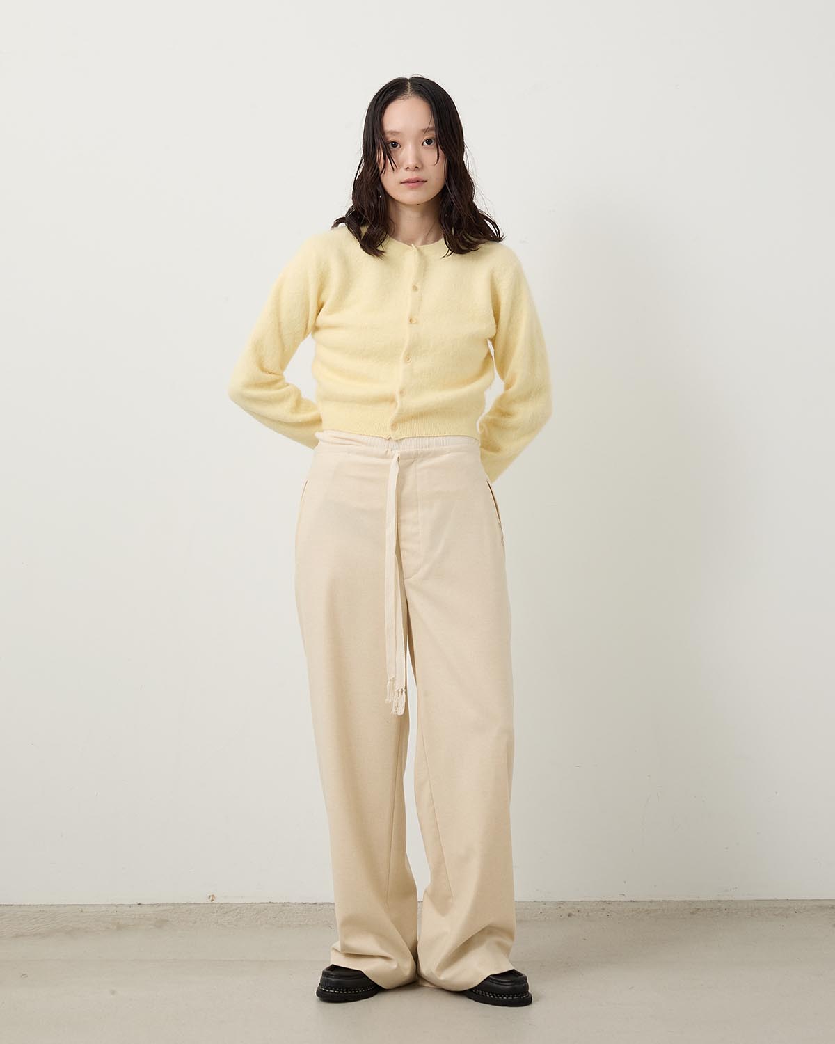 WOOL FULLING FLANNEL DRAWSTRING PANTS