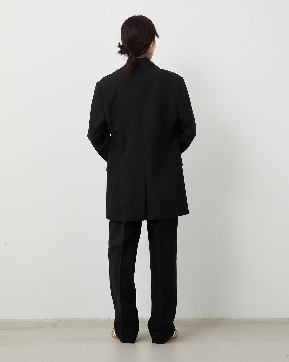 WOOL COTTON LINEN OX ONE-TUCK SLACKS (WOMEN'S)