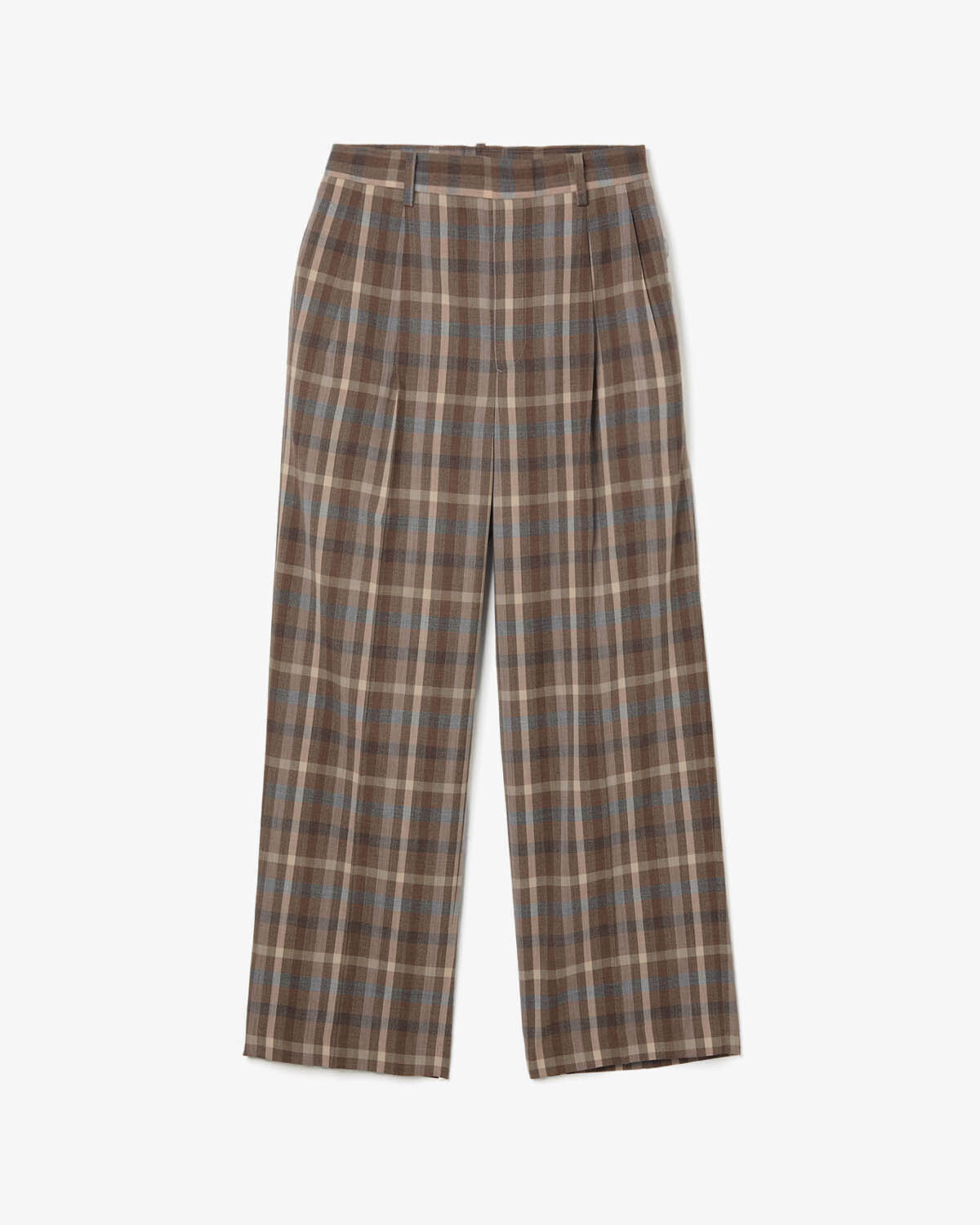 SUPER FINE TROPICAL WOOL CHECK TWO-TUCK SLACKS (WOMEN'S)