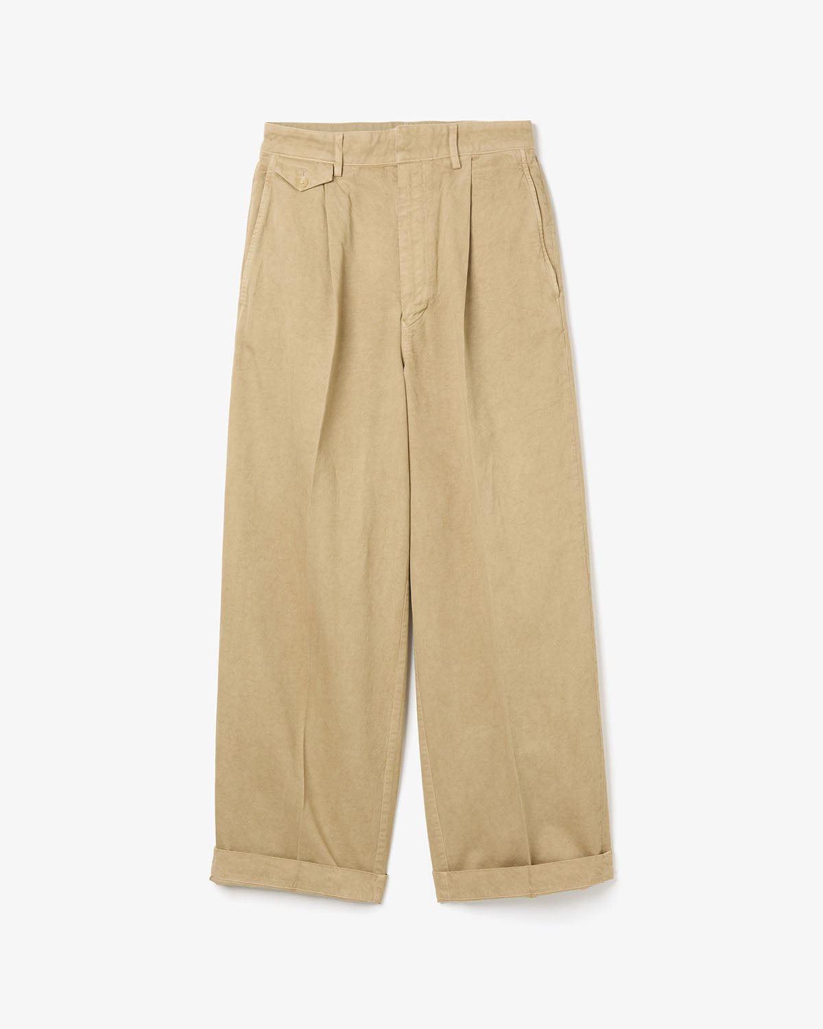 GARMENT-DYED FINX LIGHT CHINO ONE-TUCK WIDE PANTS (WOMEN'S)