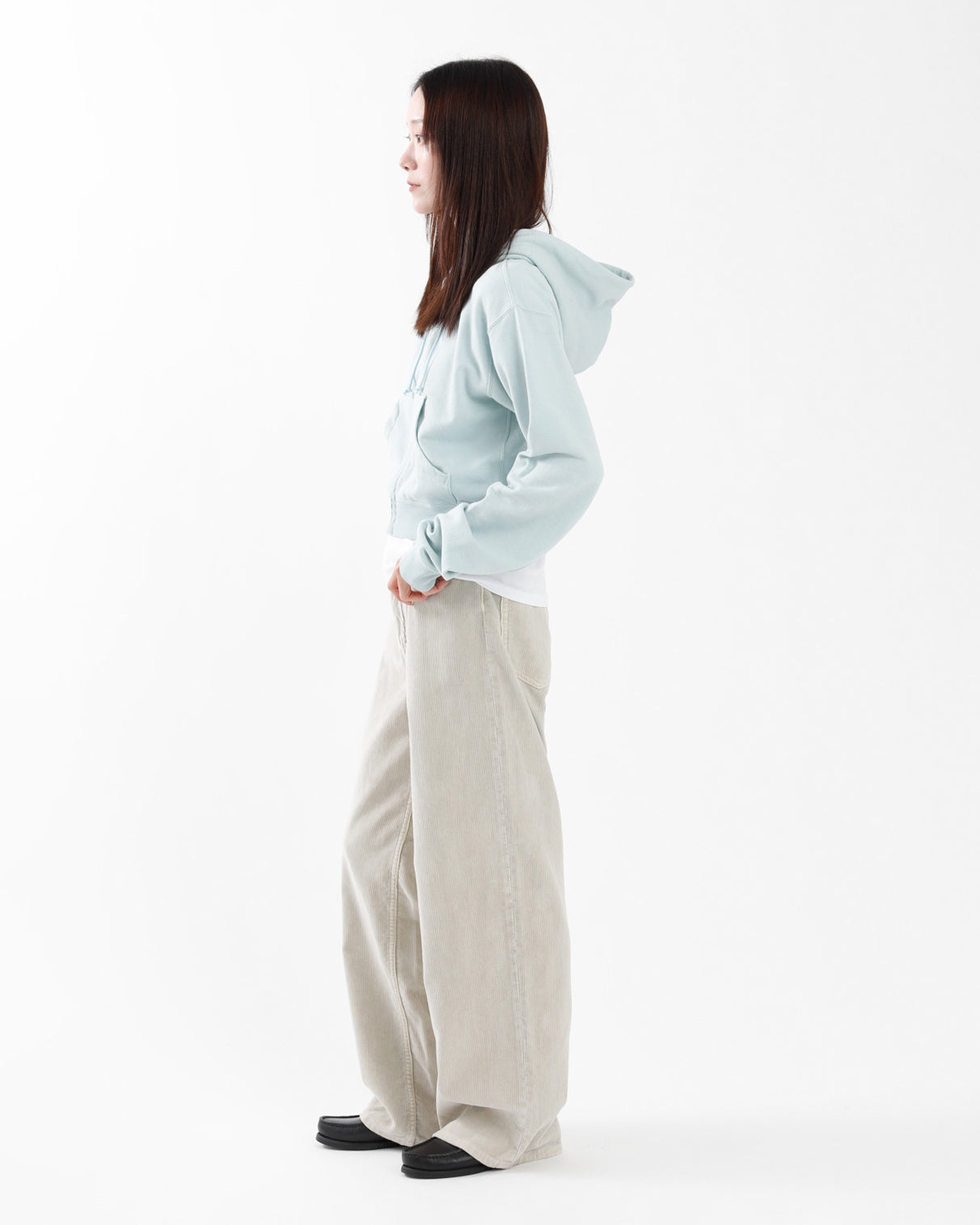 GARMENT-DYED FINX CORDUROY 5P WIDE PANTS (WOMEN'S)