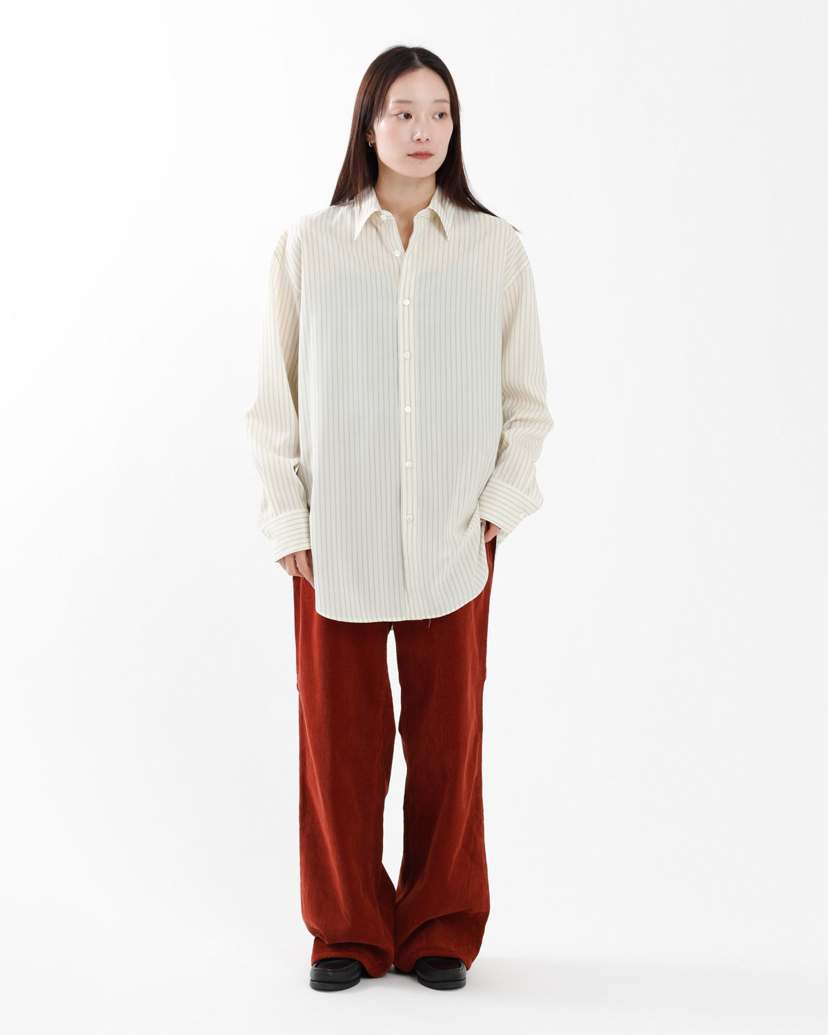 GARMENT-DYED FINX CORDUROY 5P WIDE PANTS (WOMEN'S)