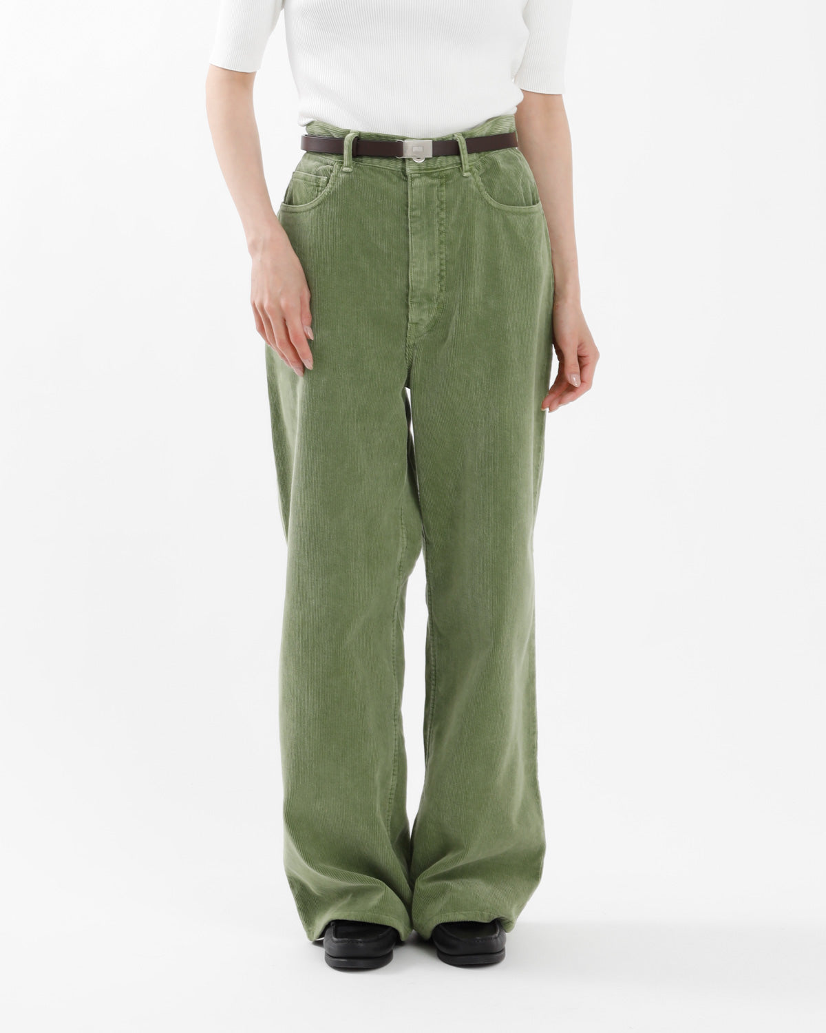 GARMENT-DYED FINX CORDUROY 5P WIDE PANTS (WOMEN'S)