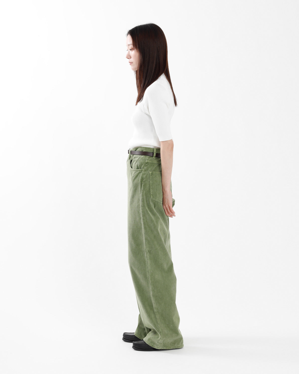 GARMENT-DYED FINX CORDUROY 5P WIDE PANTS (WOMEN'S)