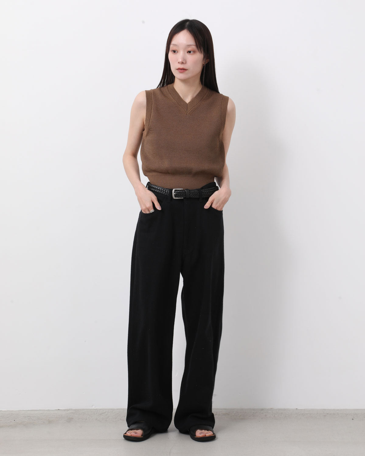 SILK NEP DENIM 5P WIDE PANTS (WOMEN'S)