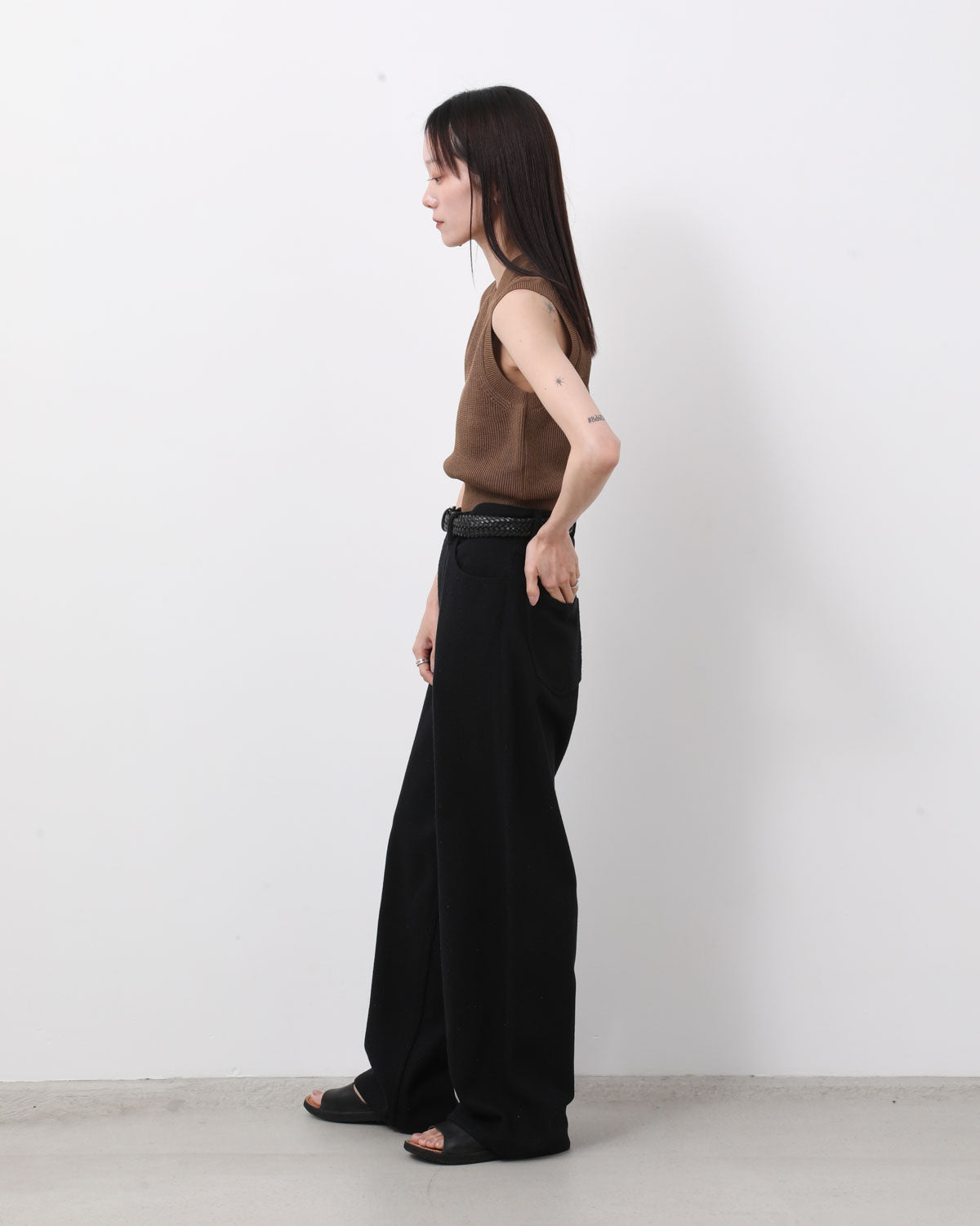 SILK NEP DENIM 5P WIDE PANTS (WOMEN'S)