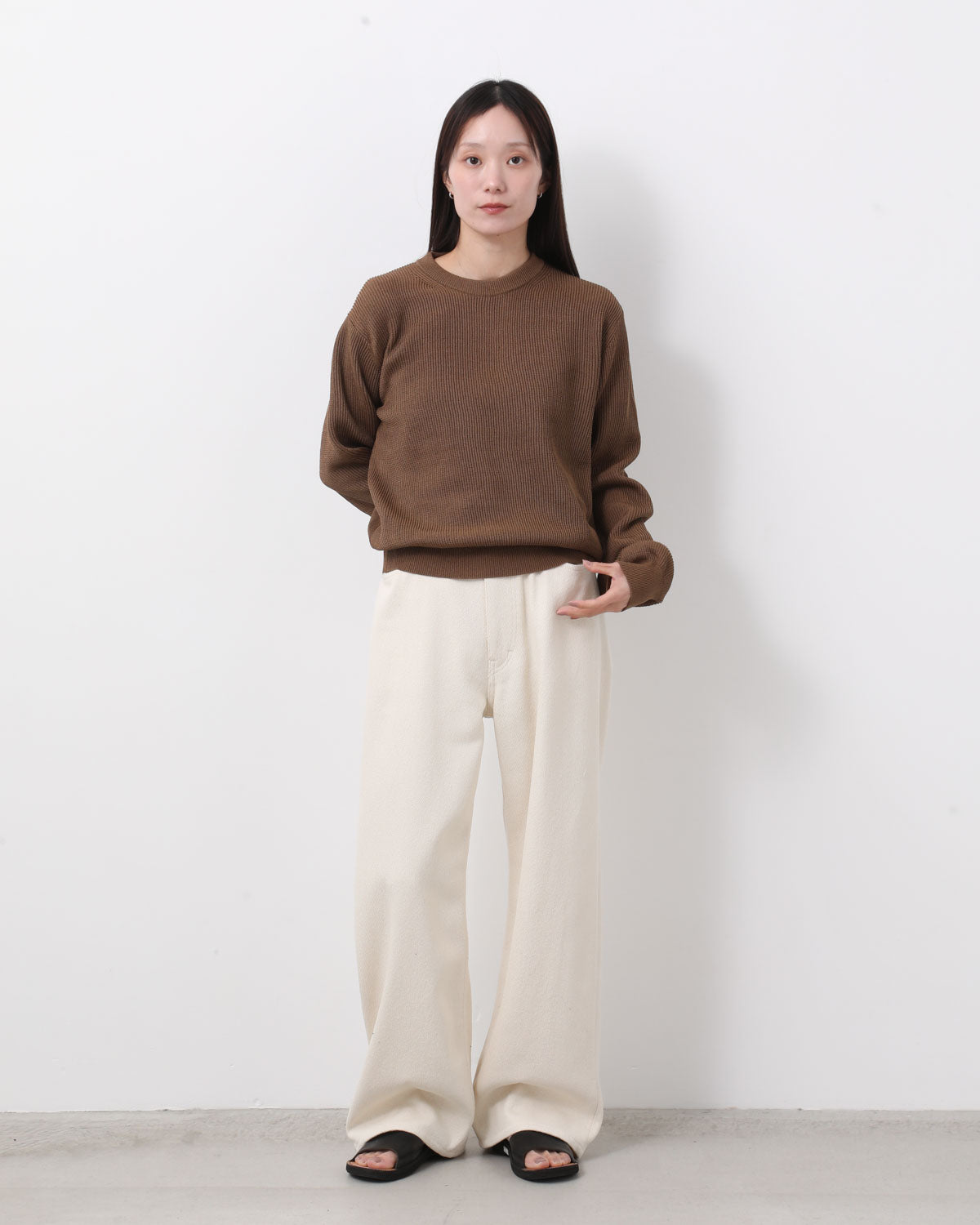 SILK NEP DENIM 5P WIDE PANTS (WOMEN'S)