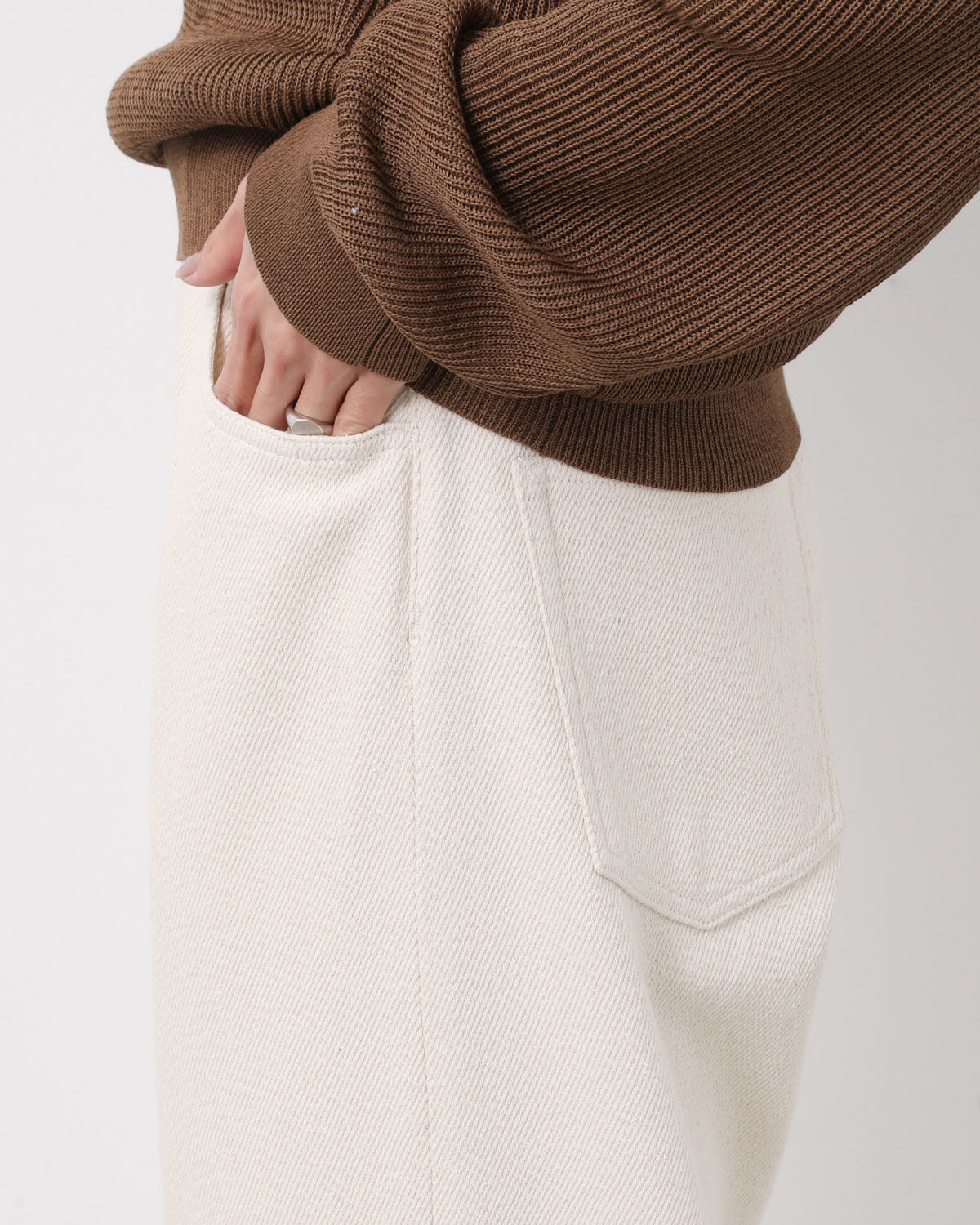 SILK NEP DENIM 5P WIDE PANTS (WOMEN'S)