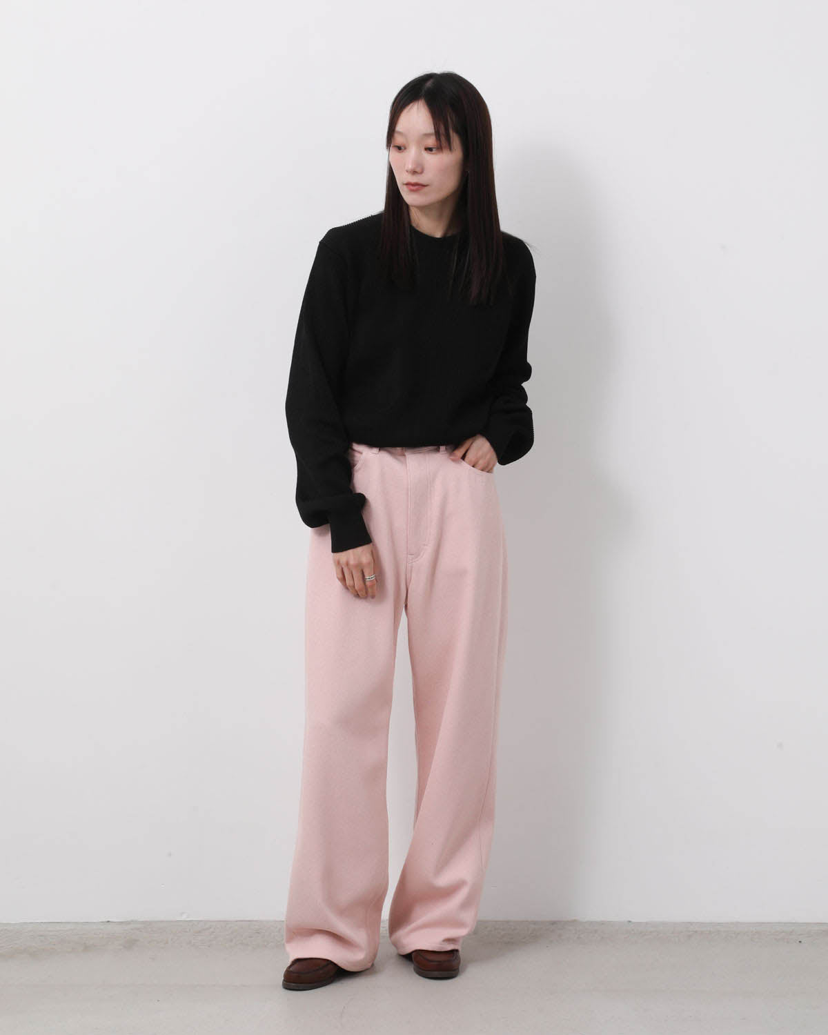 SILK NEP DENIM 5P WIDE PANTS (WOMEN'S)
