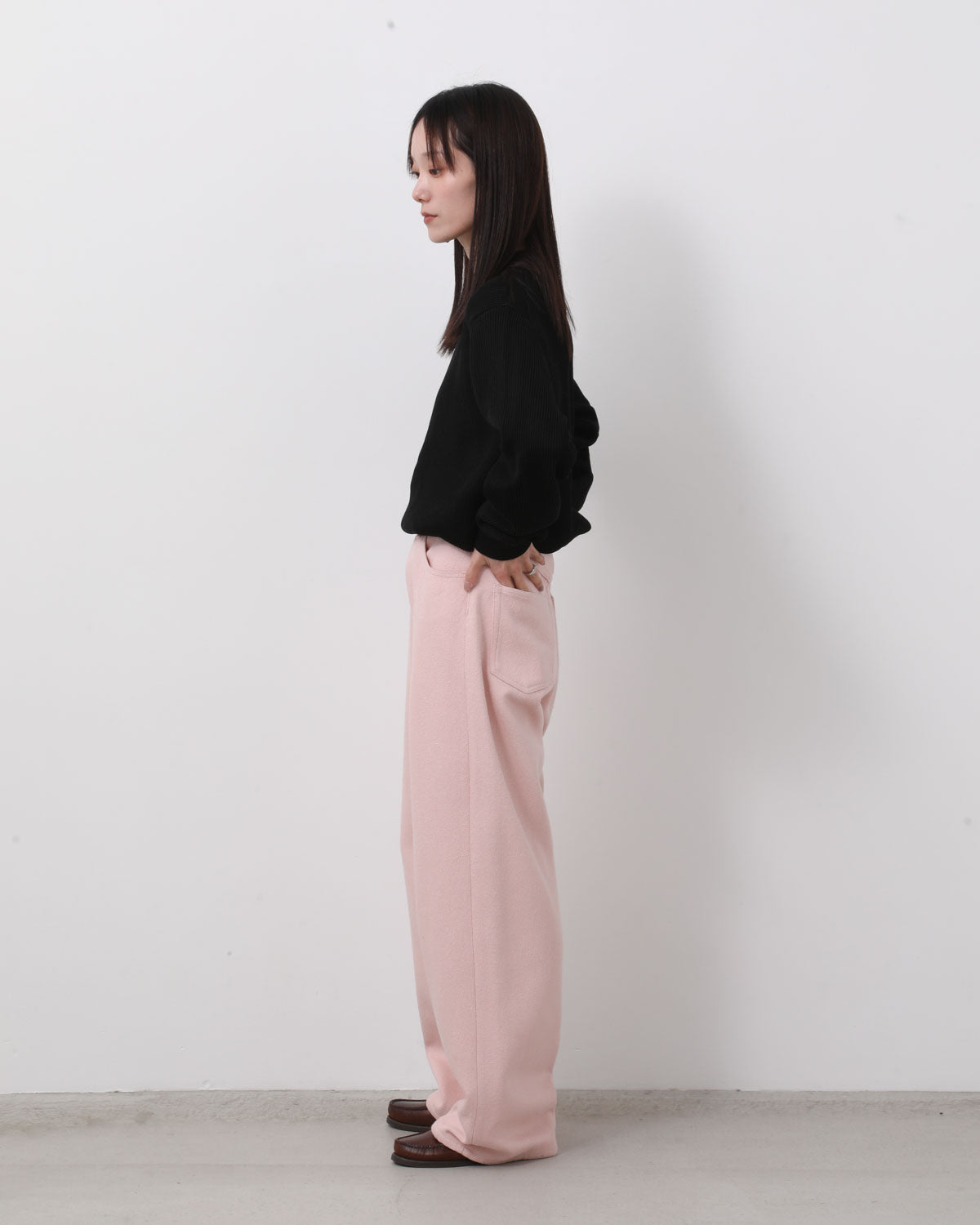 SILK NEP DENIM 5P WIDE PANTS (WOMEN'S)