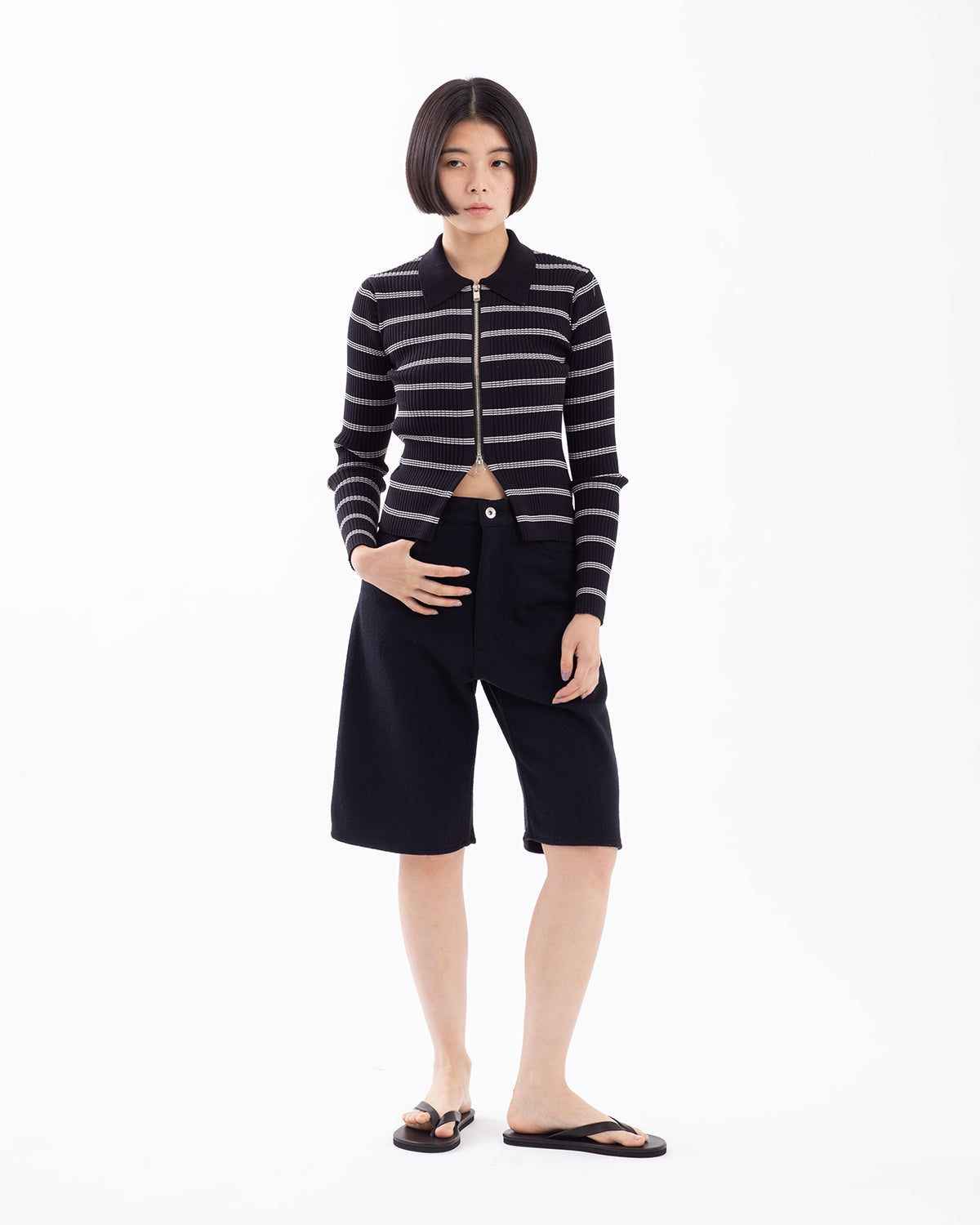 SILK NEP DENIM 5P WIDE SHORTS (WOMEN'S)