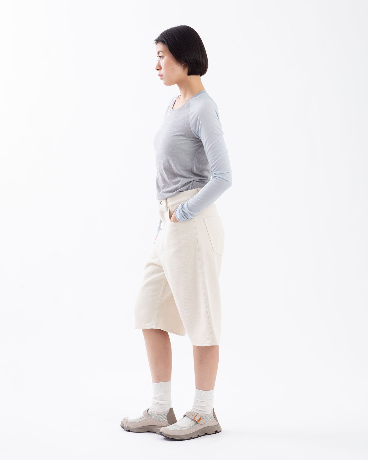 SILK NEP DENIM 5P WIDE SHORTS (WOMEN'S)