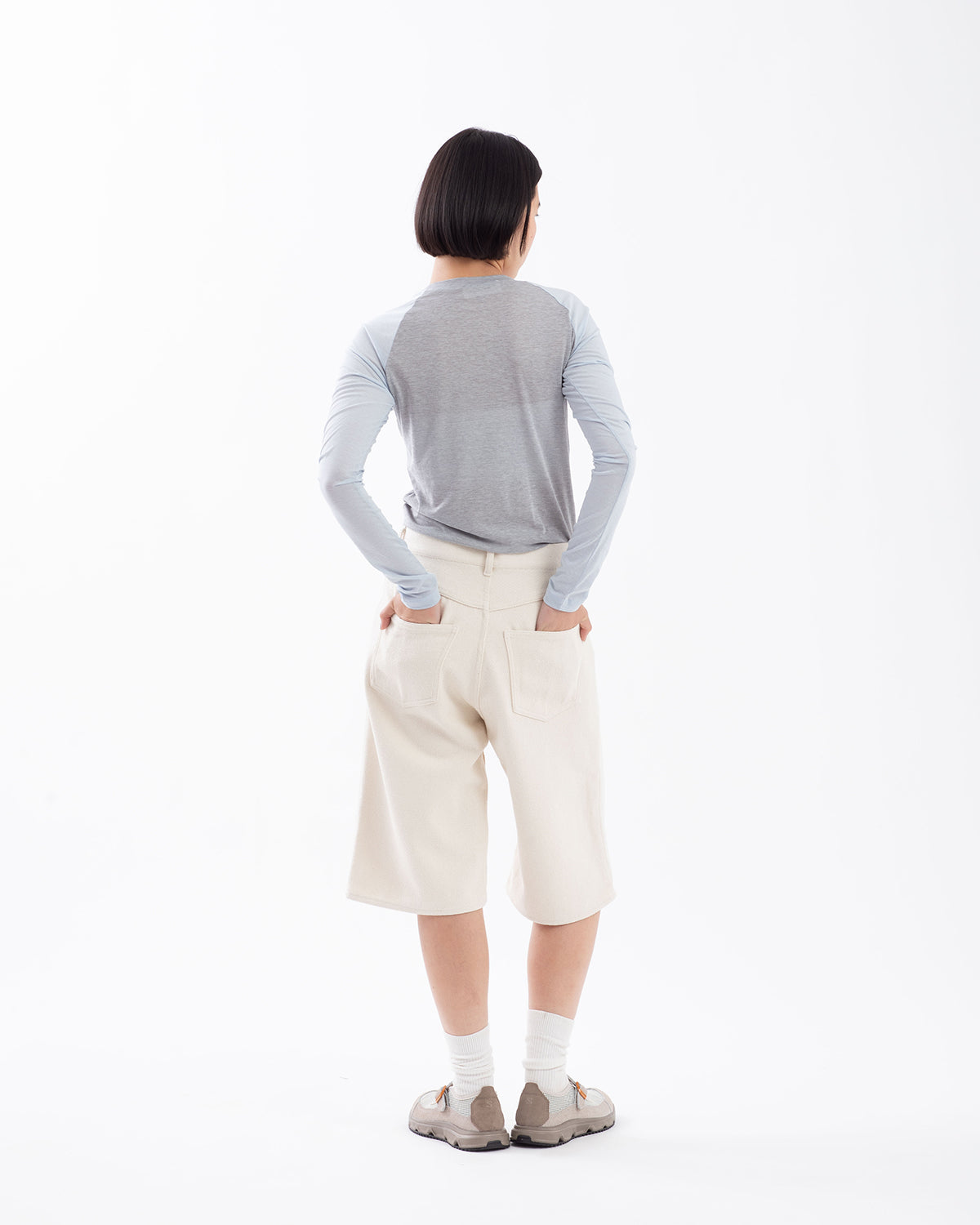 SILK NEP DENIM 5P WIDE SHORTS (WOMEN'S)
