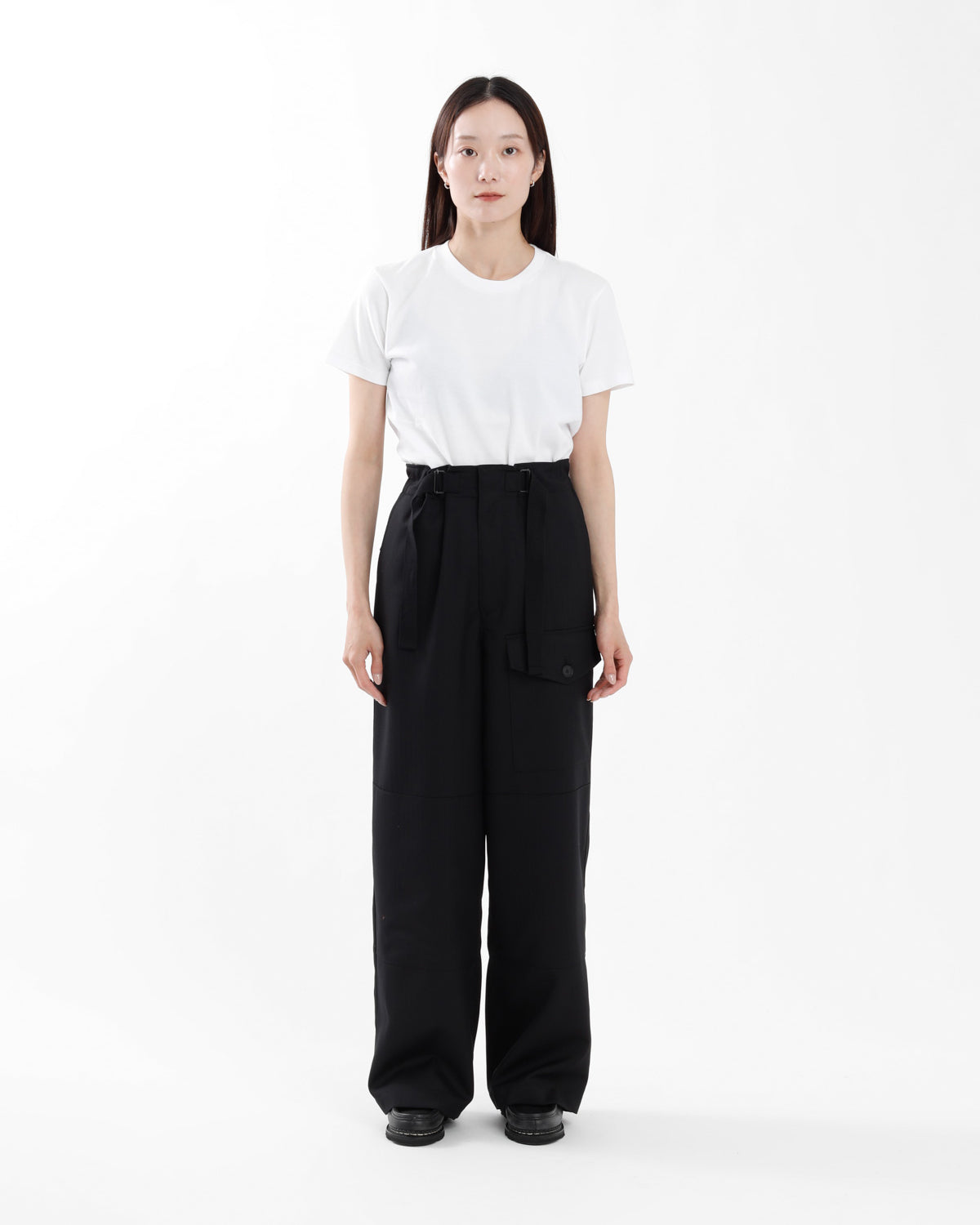 WOOL HERRINGBONE CARGO PANTS (WOMEN'S)