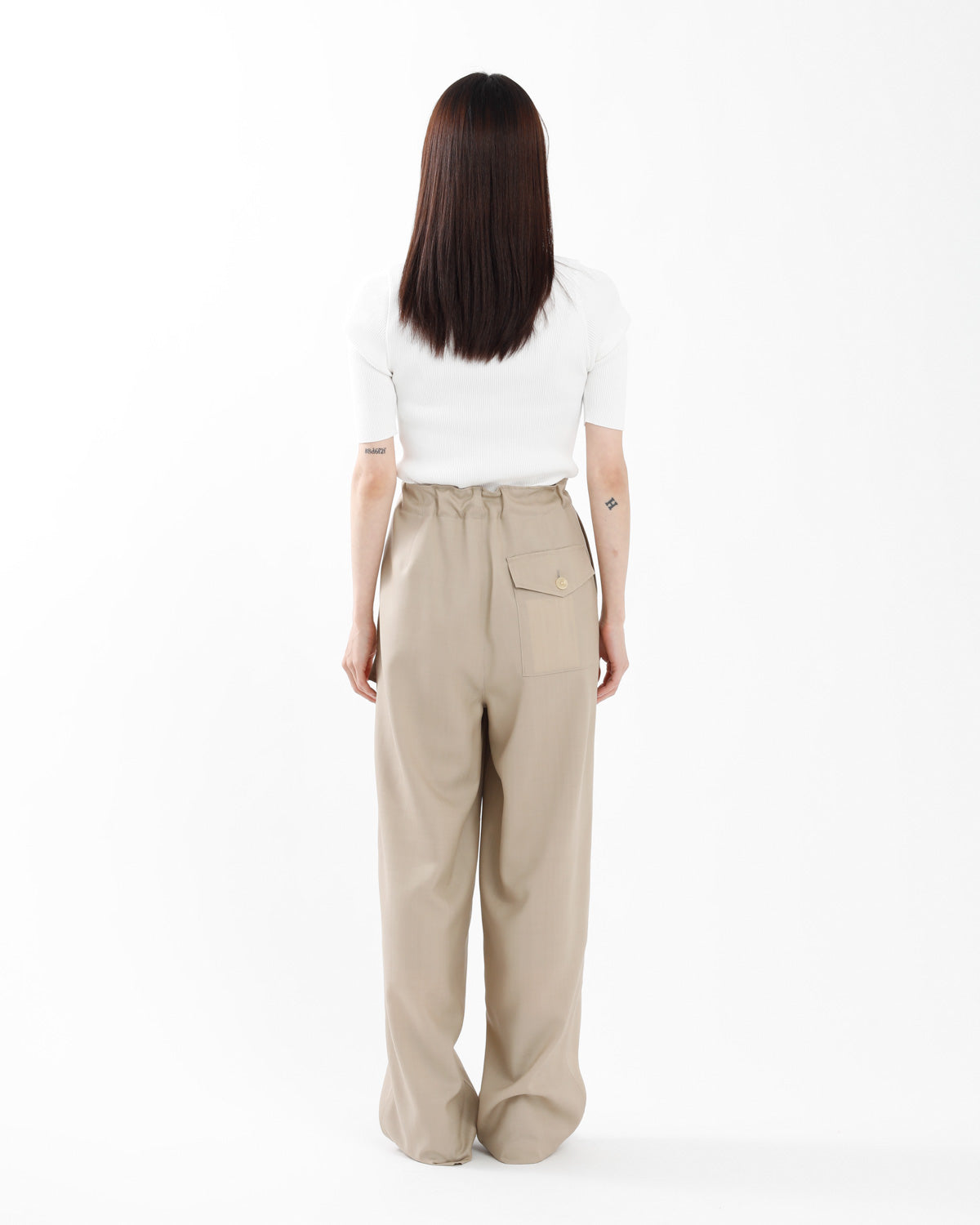 WOOL HERRINGBONE CARGO PANTS (WOMEN'S)