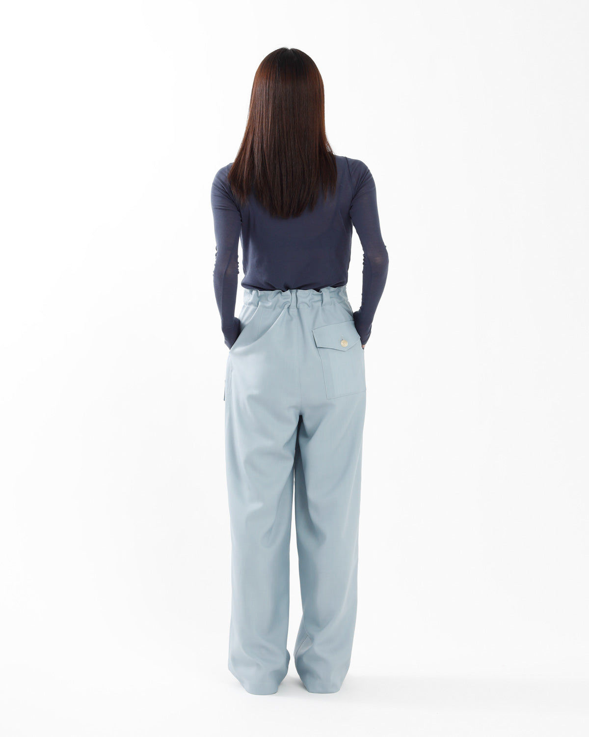 WOOL HERRINGBONE CARGO PANTS (WOMEN'S)