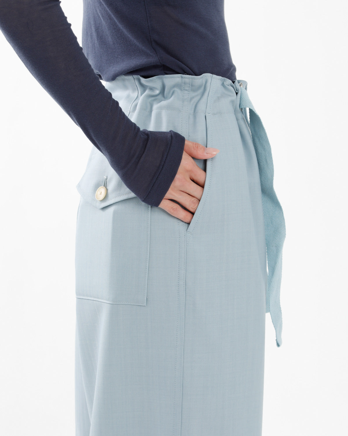 WOOL HERRINGBONE CARGO PANTS (WOMEN'S)