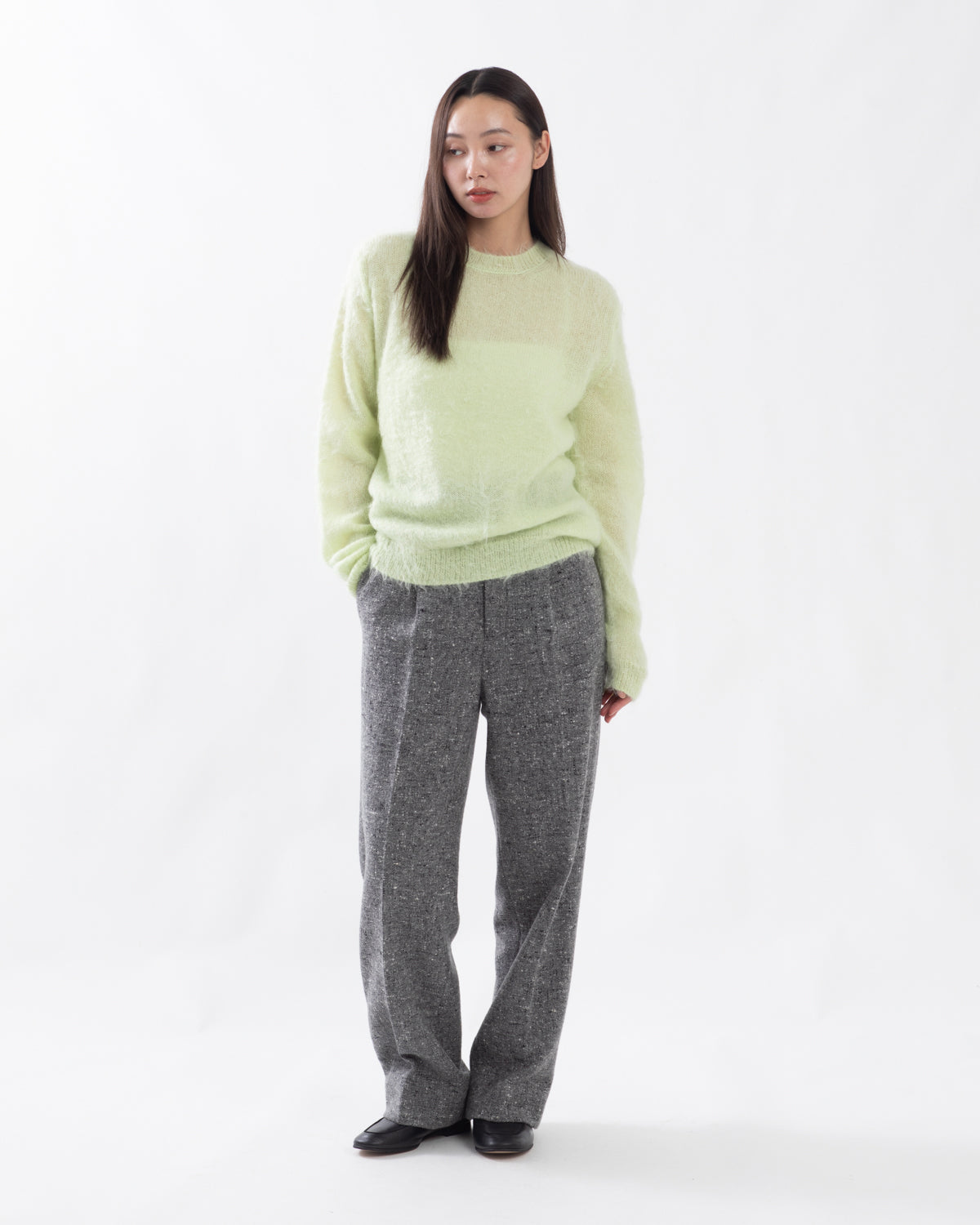 HOMESPUN TWEED ONE-TUCK SLACKS