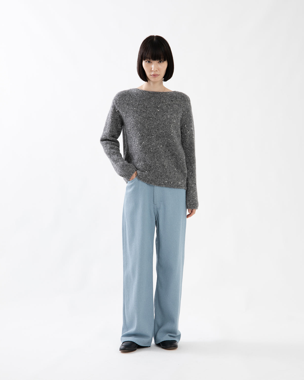 SILK NEP DENIM 5P WIDE PANTS (WOMEN'S)