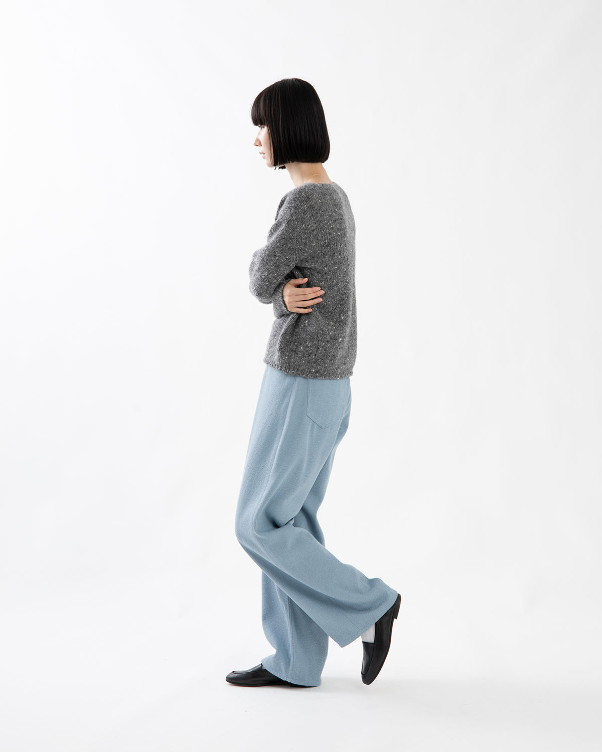 SILK NEP DENIM 5P WIDE PANTS (WOMEN'S)