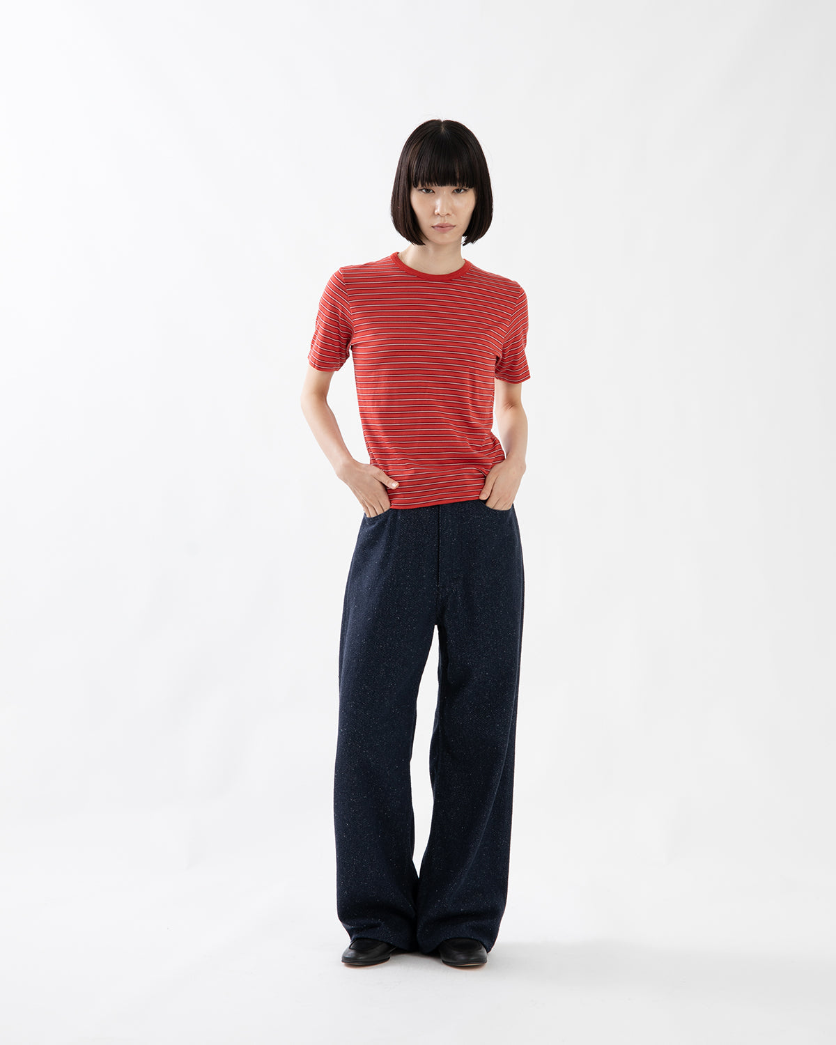SILK NEP DENIM 5P WIDE PANTS (WOMEN'S)