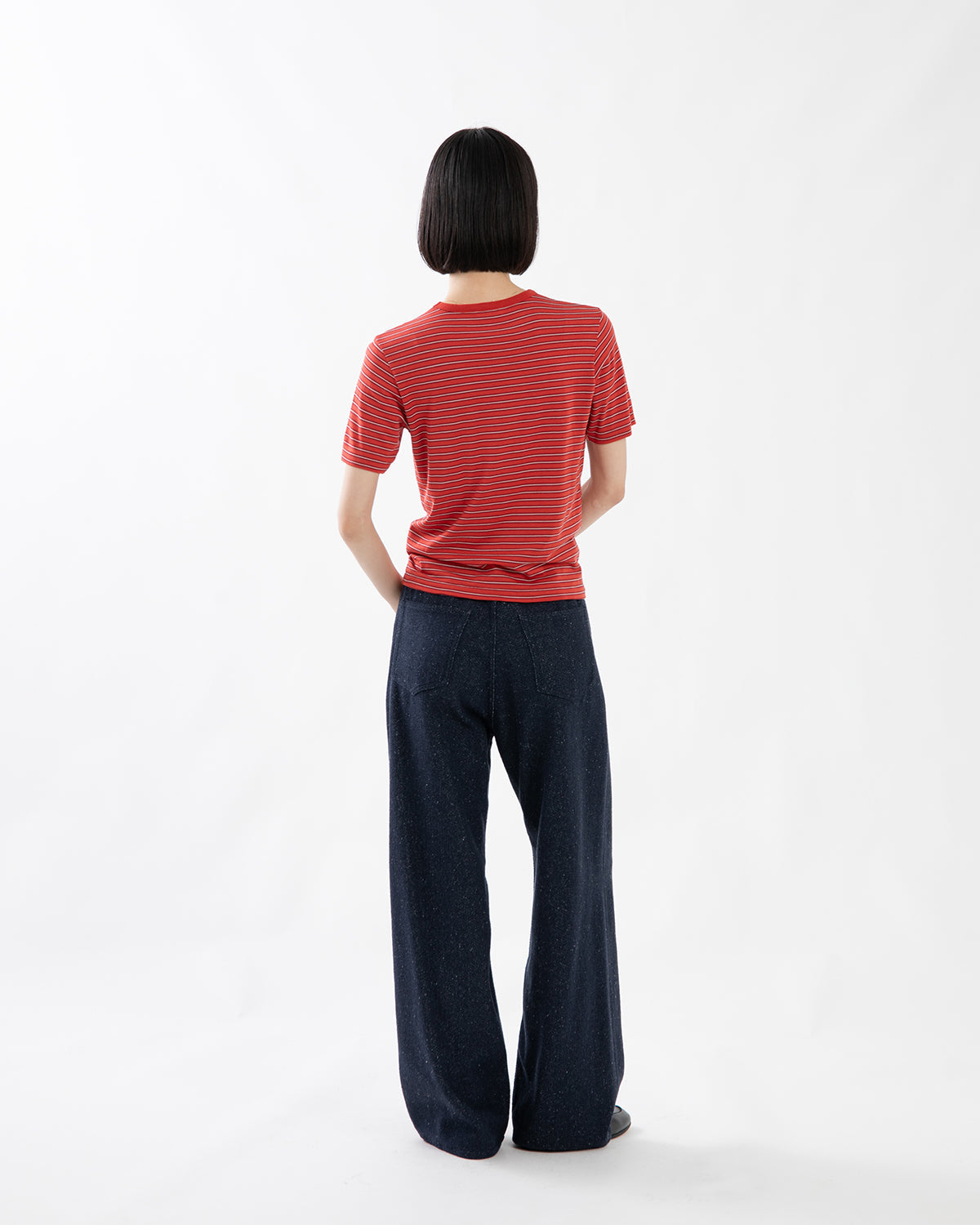 SILK NEP DENIM 5P WIDE PANTS (WOMEN'S)