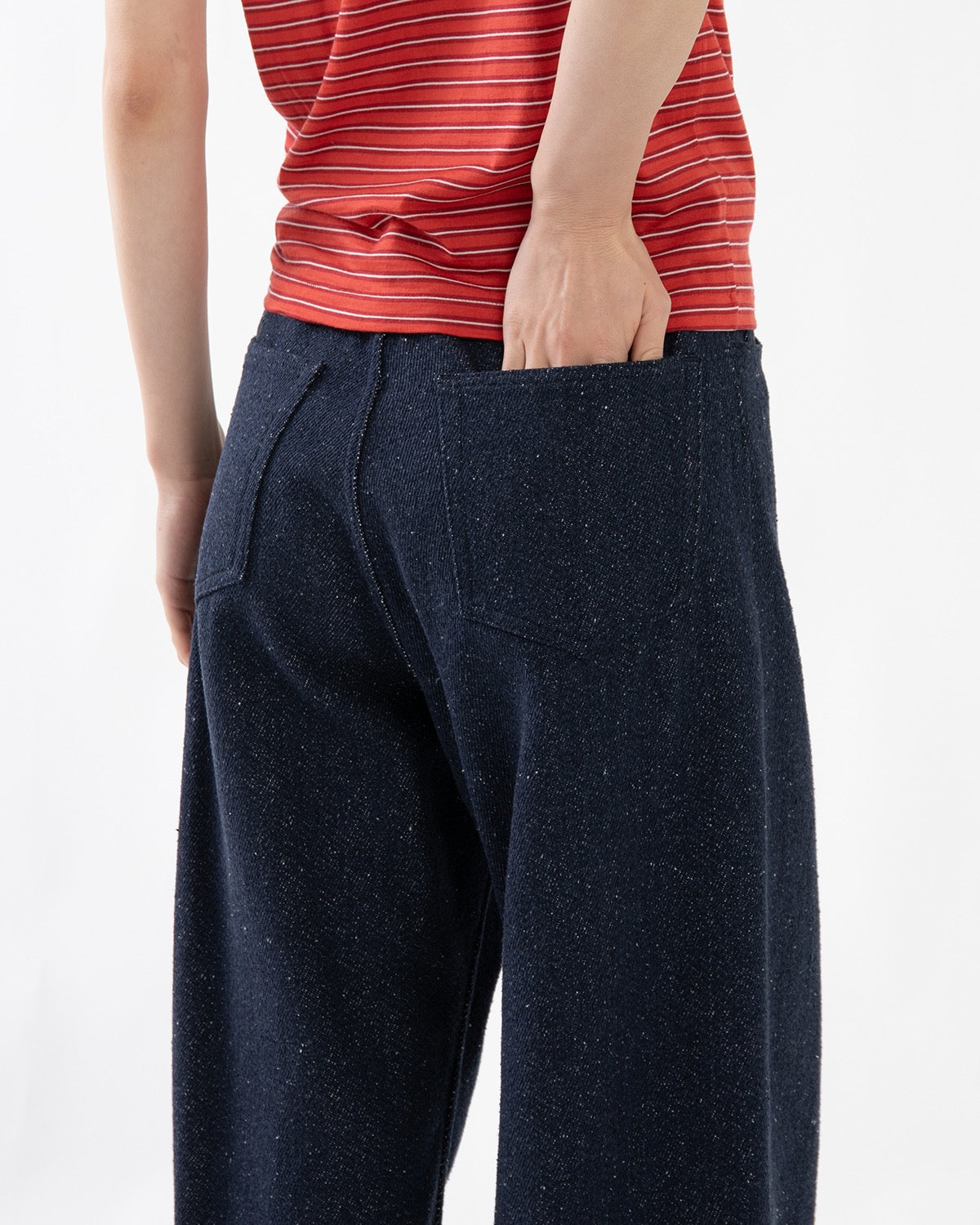 SILK NEP DENIM 5P WIDE PANTS (WOMEN'S)
