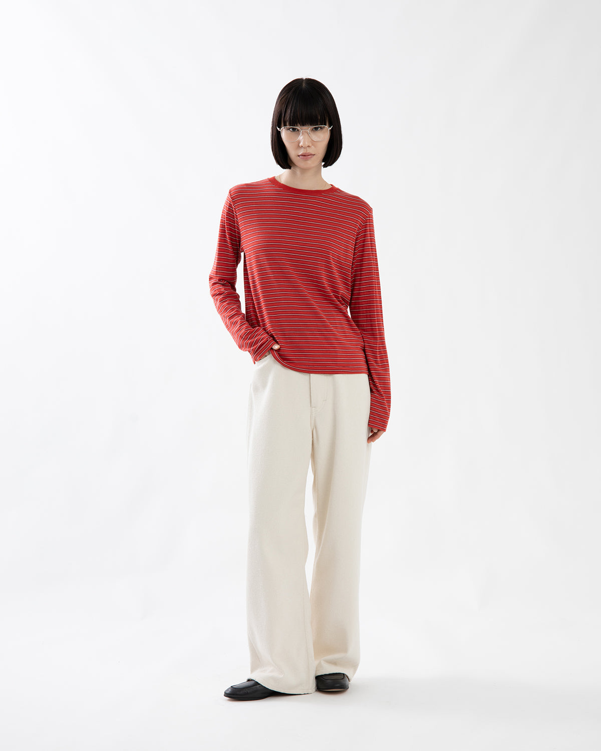 SILK NEP DENIM 5P WIDE PANTS (WOMEN'S)