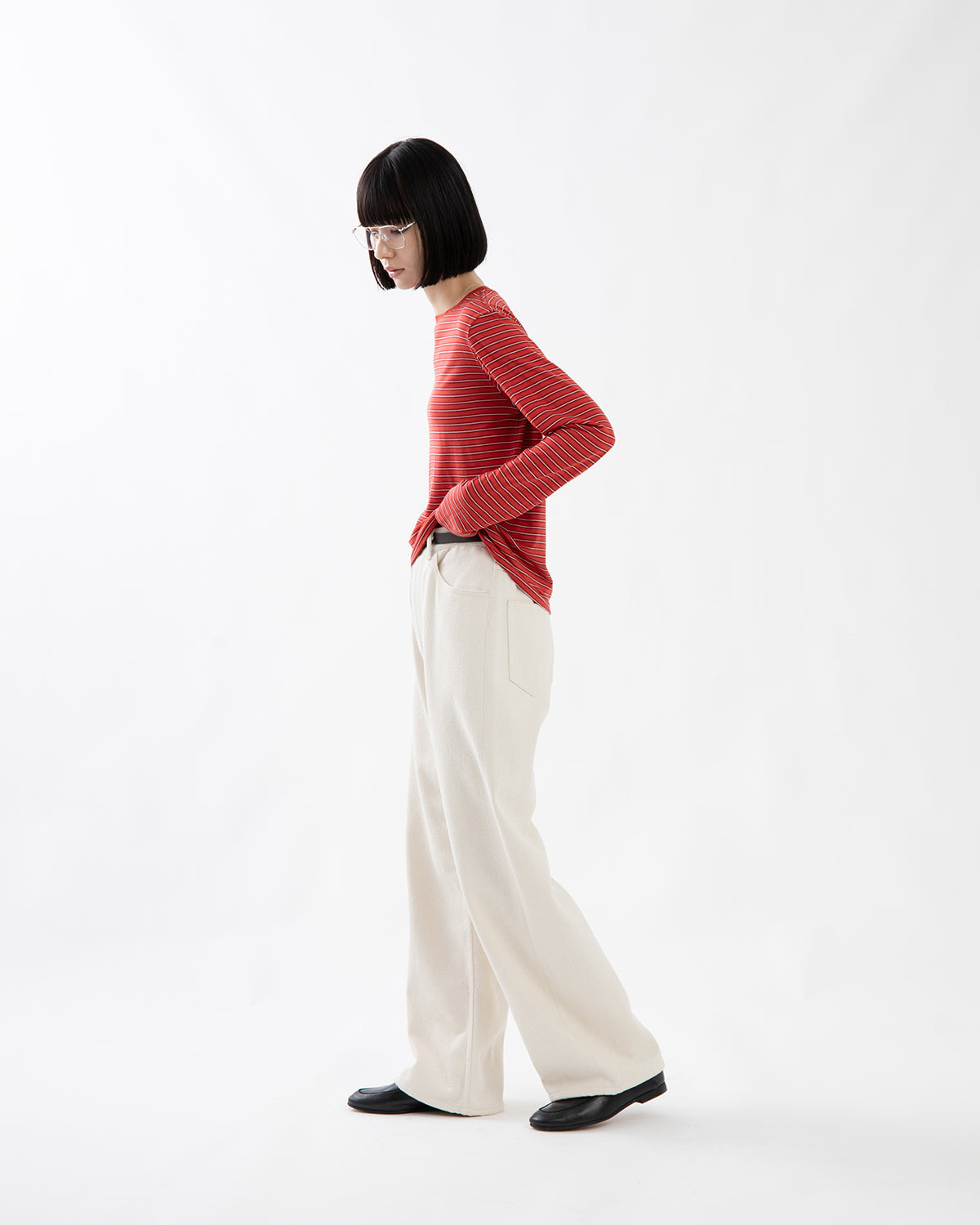 SILK NEP DENIM 5P WIDE PANTS (WOMEN'S)