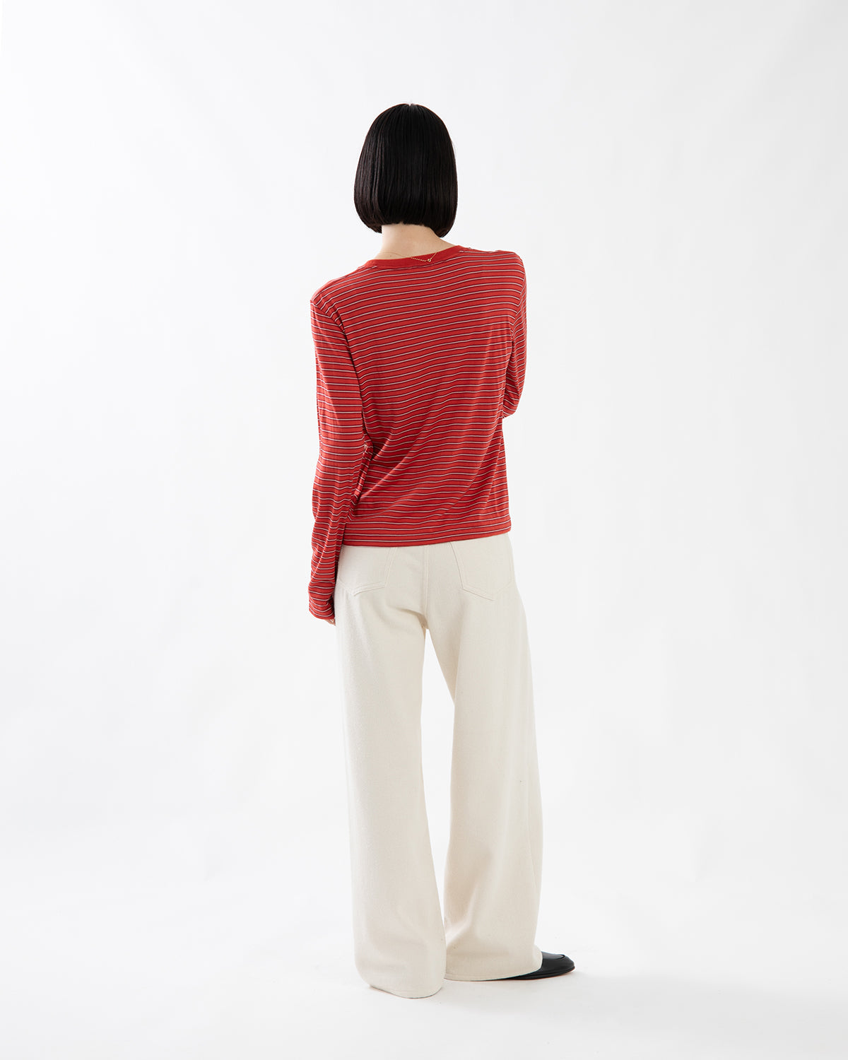 SILK NEP DENIM 5P WIDE PANTS (WOMEN'S)