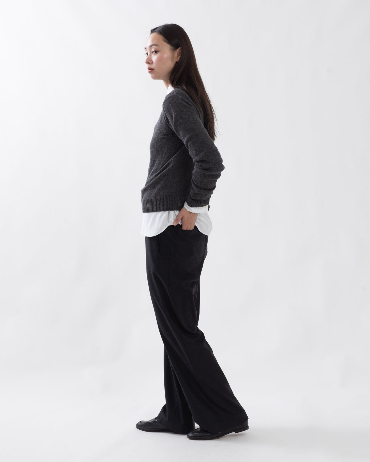 WOOL FULLING FLANNEL DRAWSTRING PANTS