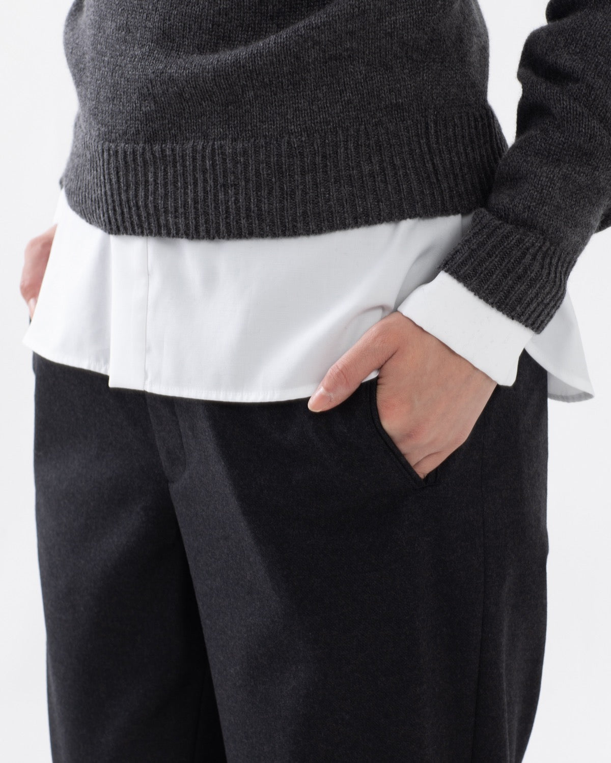 WOOL FULLING FLANNEL DRAWSTRING PANTS