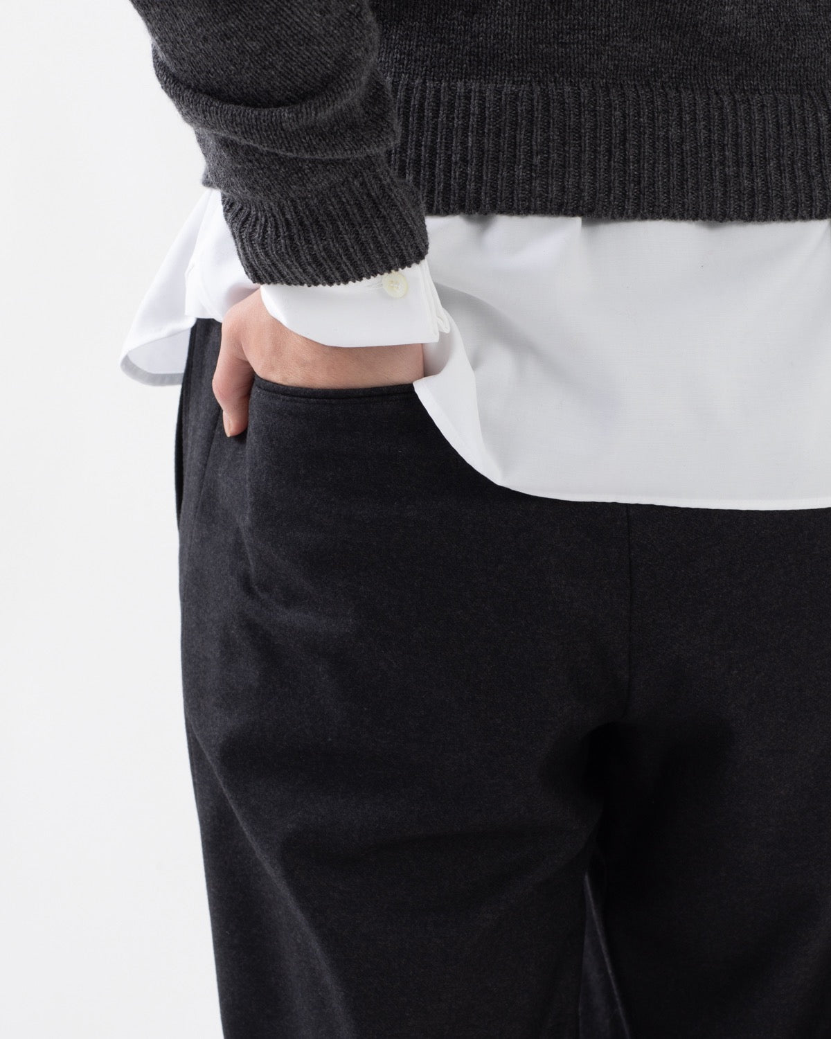 WOOL FULLING FLANNEL DRAWSTRING PANTS