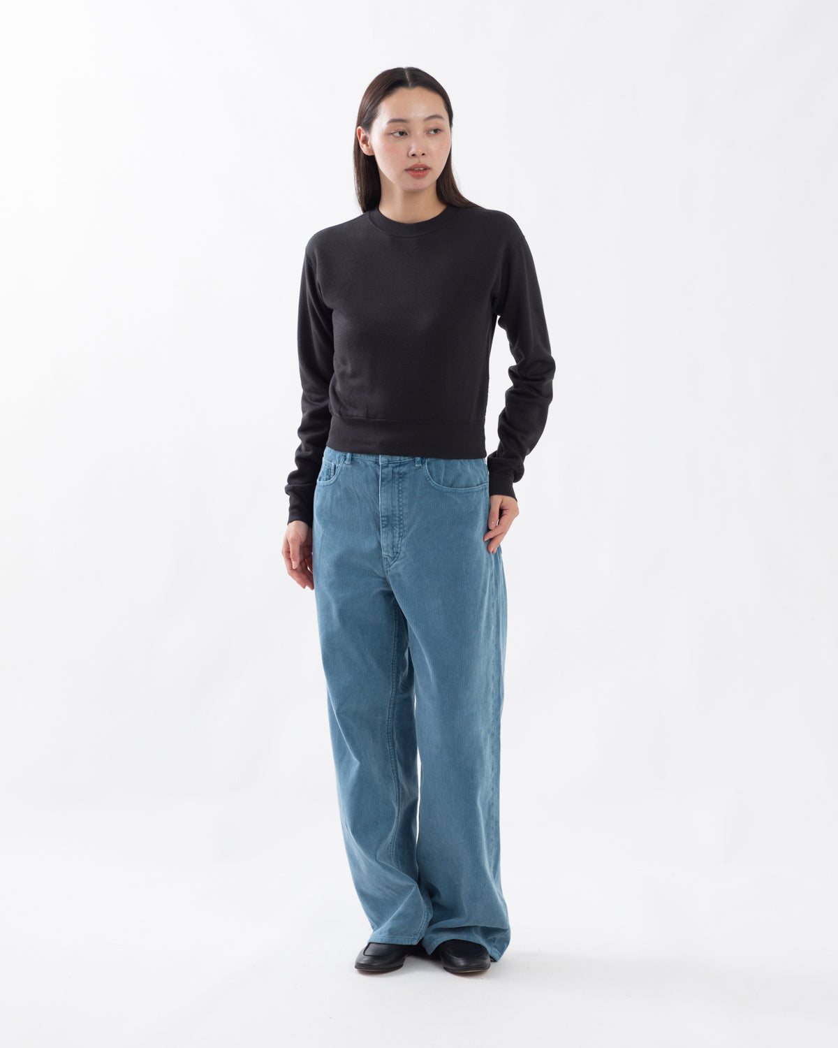 GARMENT-DYED FINX CORDUROY 5P WIDE PANTS (WOMEN'S)