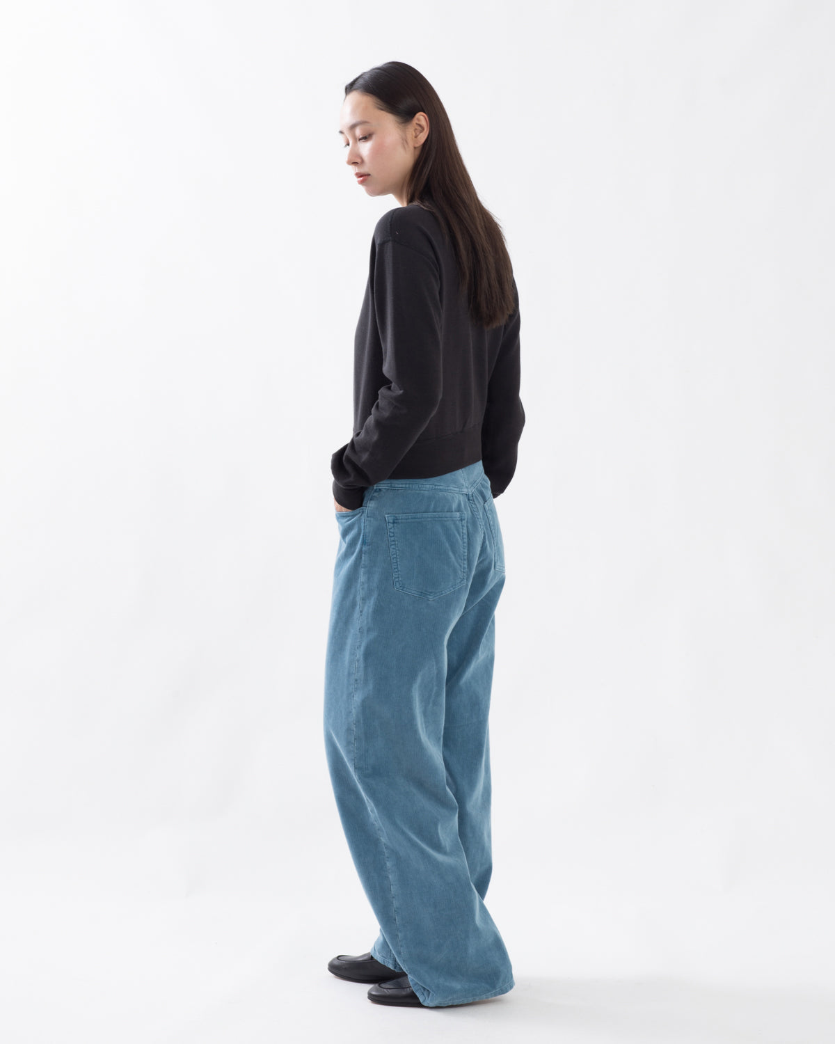 GARMENT-DYED FINX CORDUROY 5P WIDE PANTS (WOMEN'S)