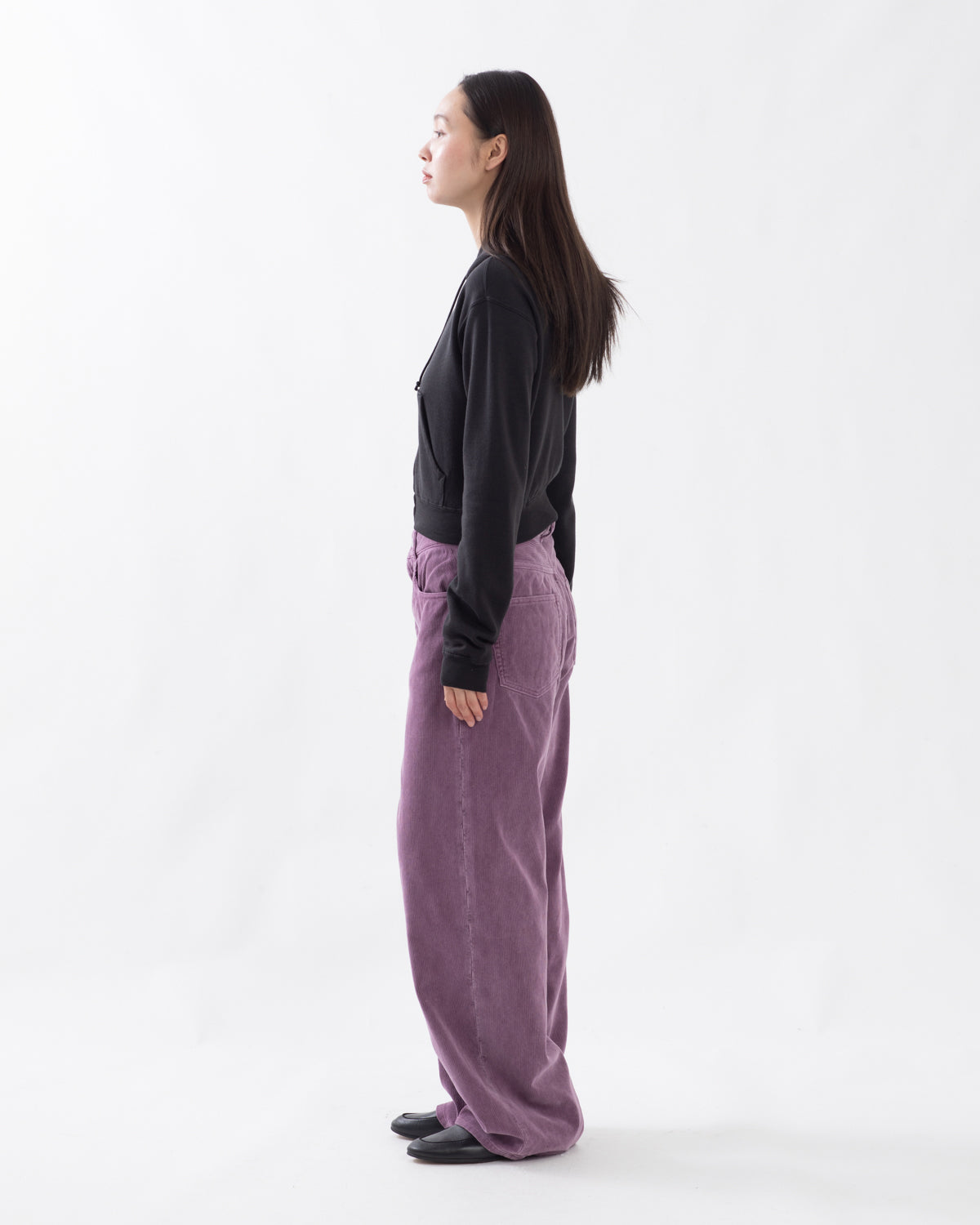 GARMENT-DYED FINX CORDUROY 5P WIDE PANTS (WOMEN'S)