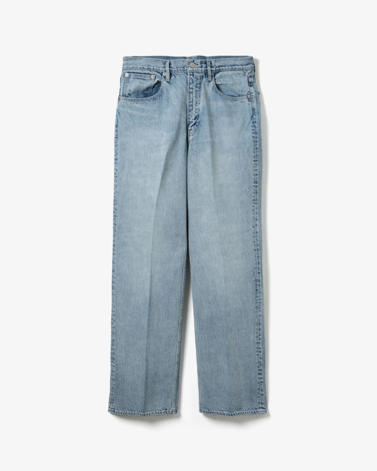 FADED HEAVY DENIM CENTRE-PLEATED PANTS (WOMEN'S)