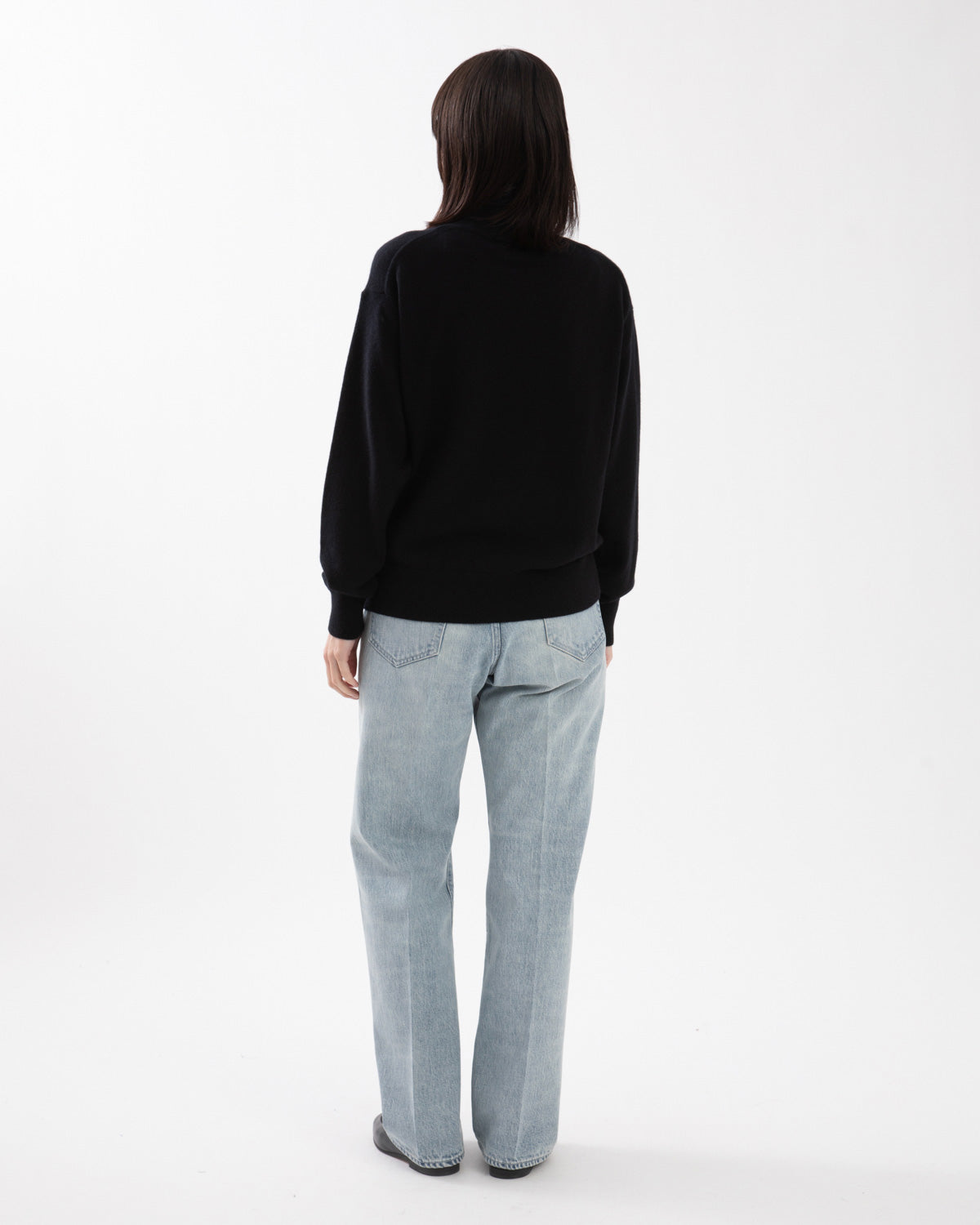 FADED HEAVY DENIM CENTRE-PLEATED PANTS (WOMEN'S)