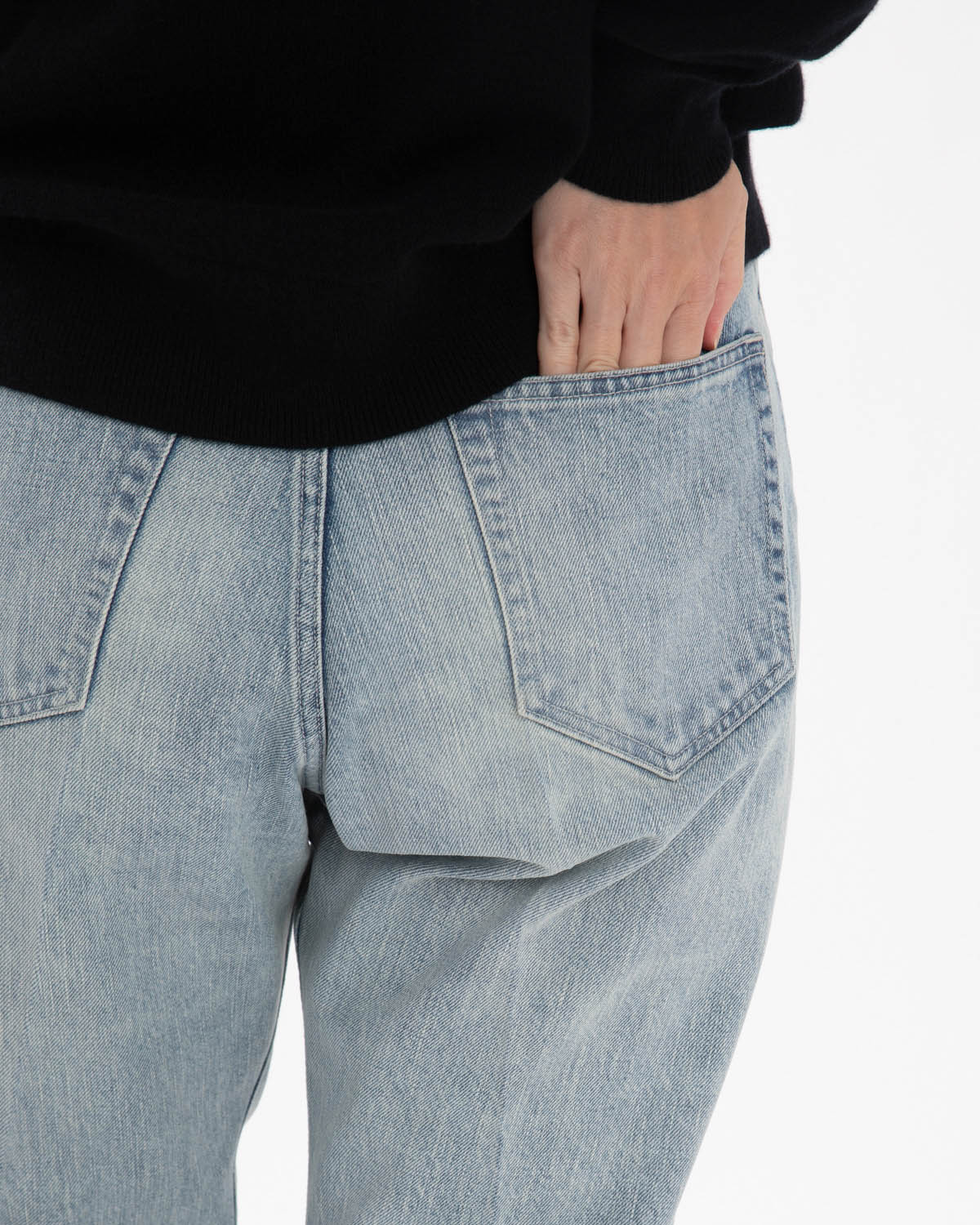 FADED HEAVY DENIM CENTRE-PLEATED PANTS (WOMEN'S)