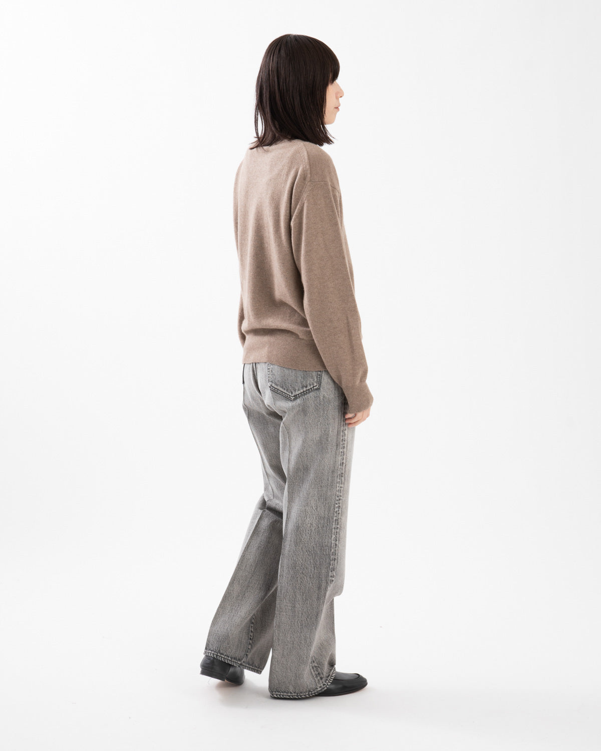 FADED HEAVY DENIM CENTRE-PLEATED PANTS (WOMEN'S)