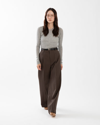 LIGHT WOOL MAX GABARDINE TWO-TUCK SLACKS (WOMEN'S)