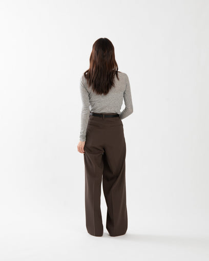 LIGHT WOOL MAX GABARDINE TWO-TUCK SLACKS (WOMEN'S)