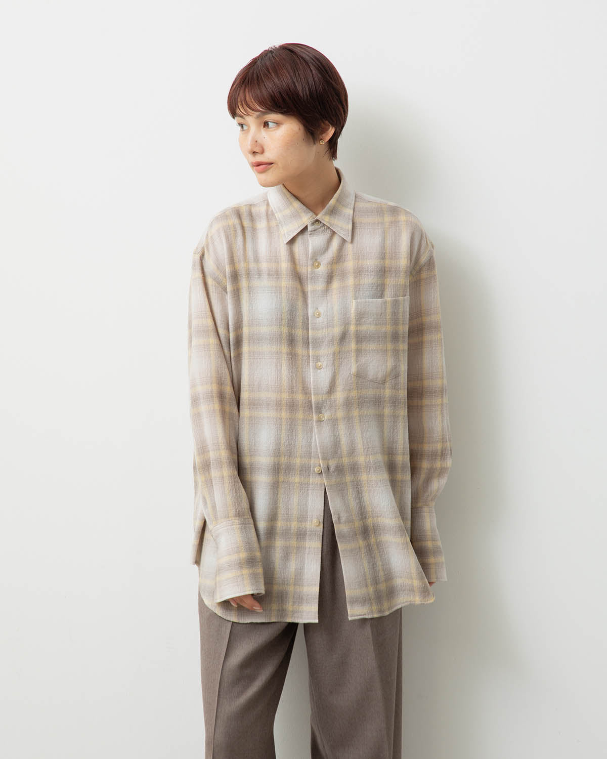 AIRY WOOL CHECK SHIRT