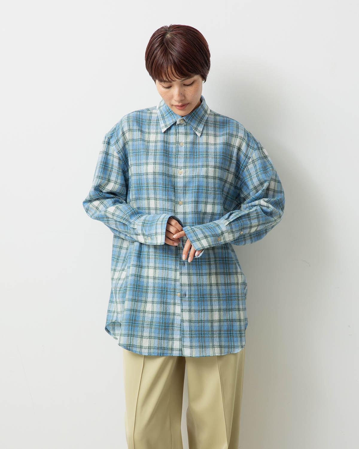 AIRY WOOL CHECK SHIRT