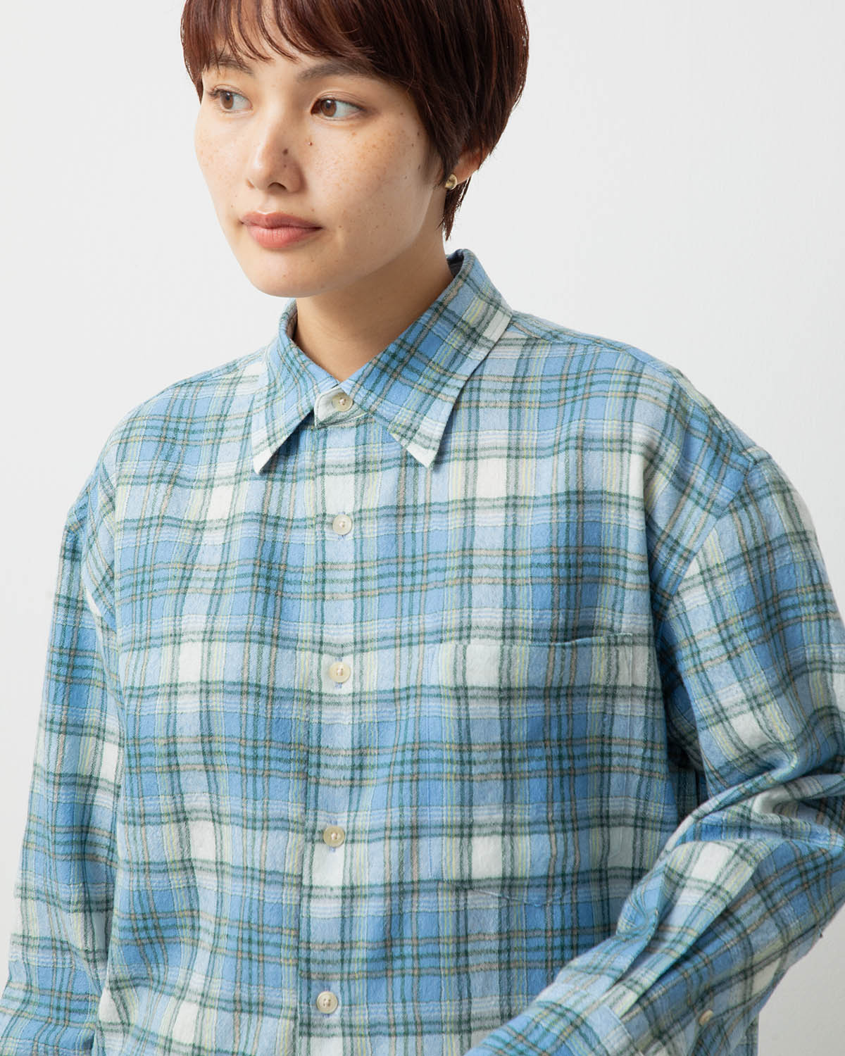 AIRY WOOL CHECK SHIRT